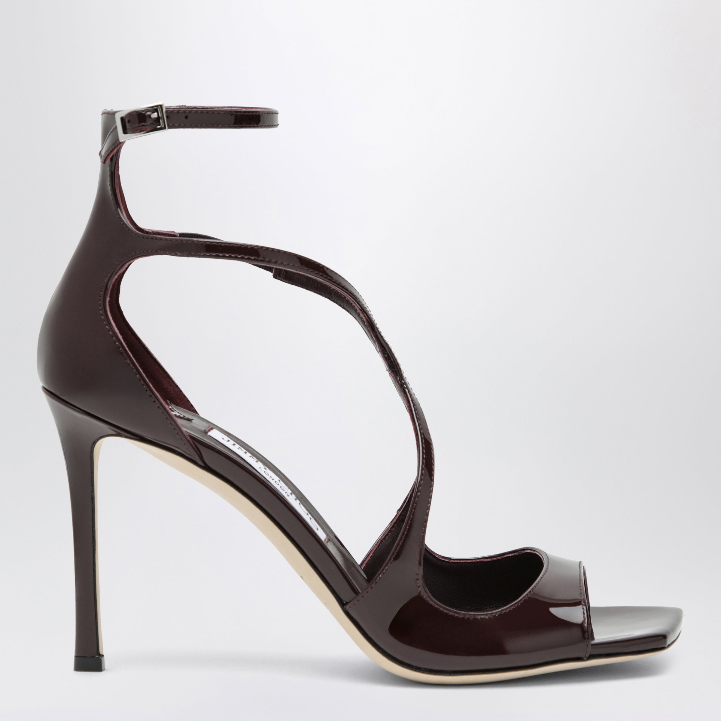 Jimmy Choo Azia sandals in deep red patent leather | TheDoubleF