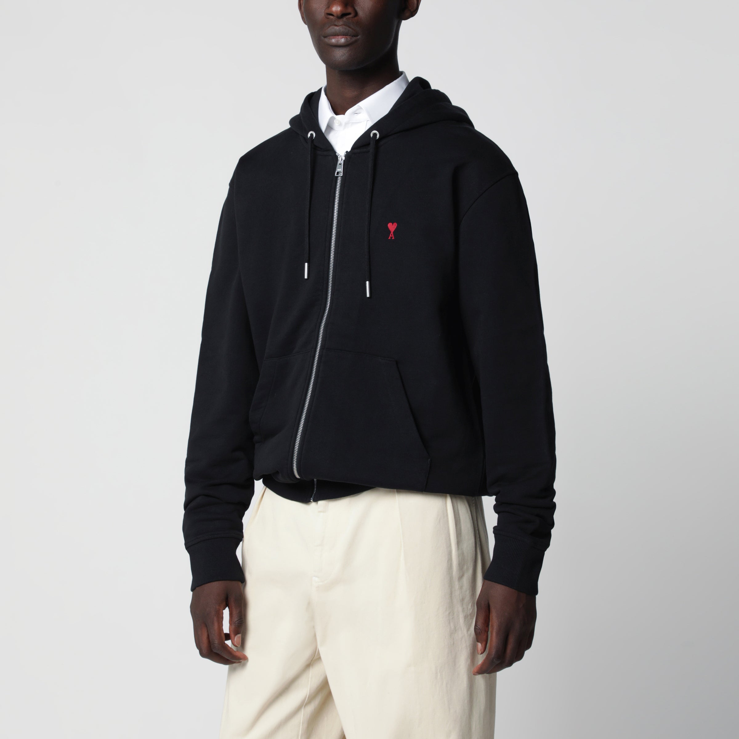 mi-ami♡ Ami Paris Black Ami De Coeur zip-up sweatshirt | TheDoubleF
