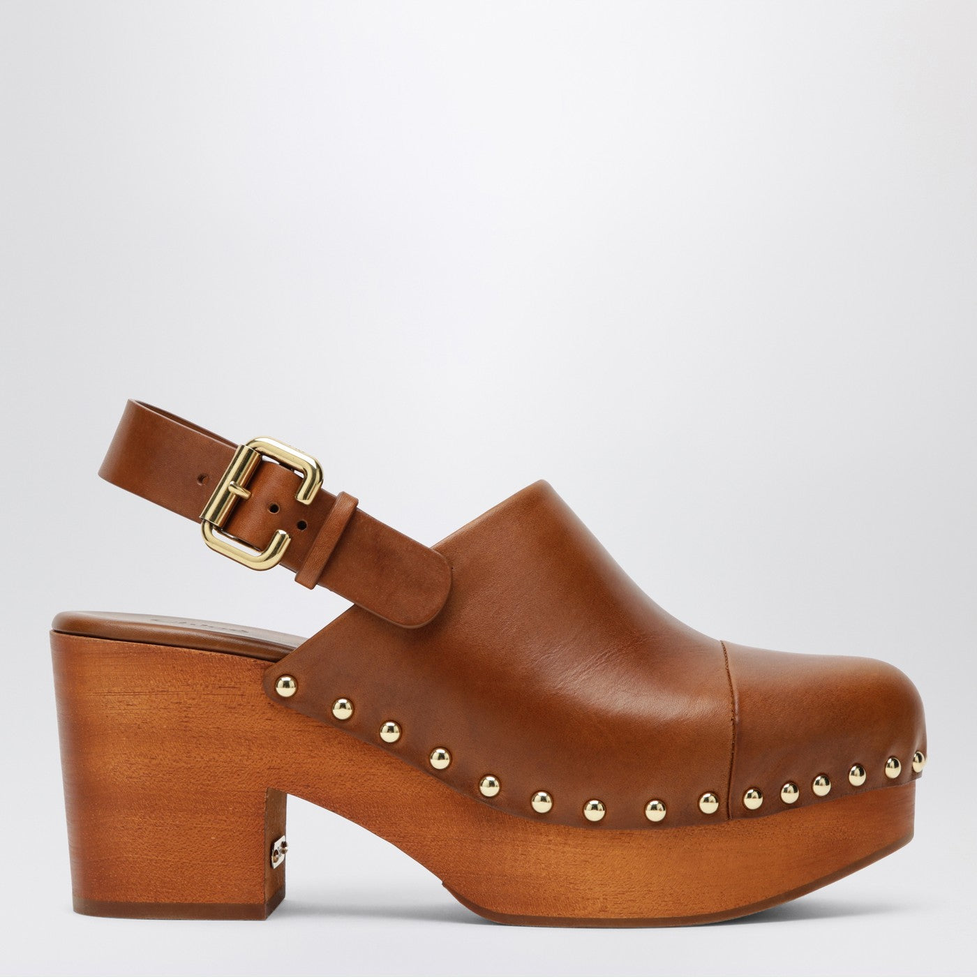Ｋ　Chloé ブラウン　フラットシューズ 38 Chloé Brown Jeannette clogs with studs | TheDoubleF