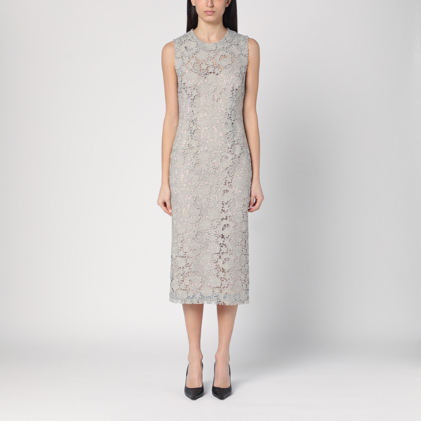 light grey midi dress SER.O.YA Wisteria Dress Light Grey