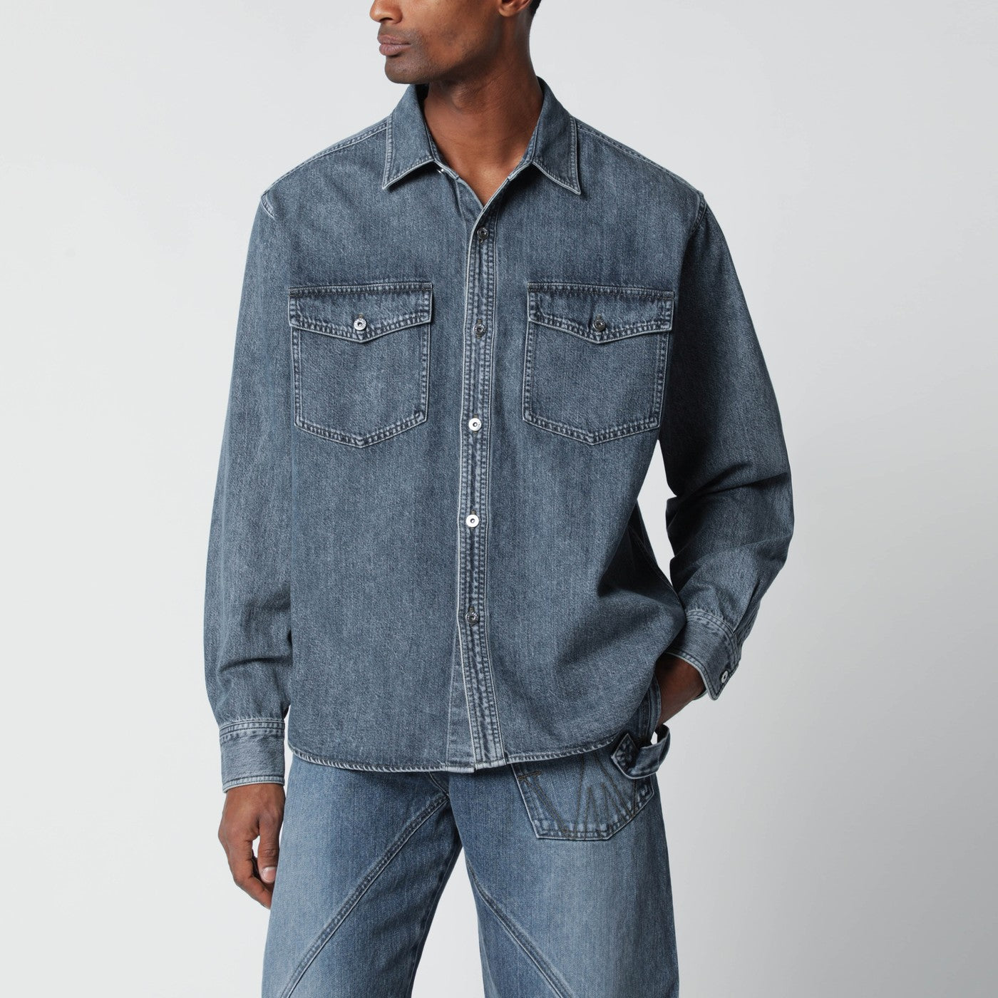 JW Anderson Mid-blue oversized denim shirt