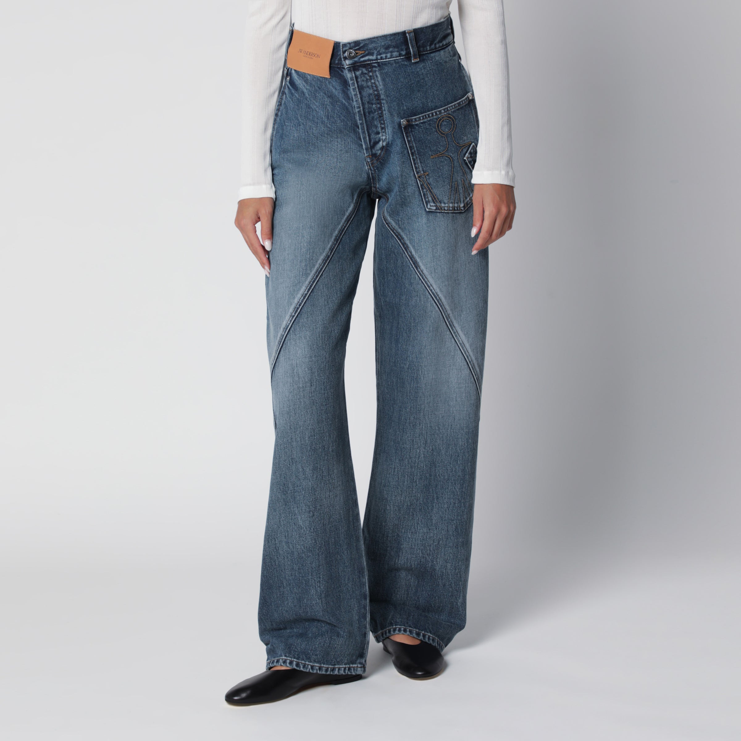 JW Anderson Workwear Twisted Mid Blue Cotton Jeans | TheDoubleF