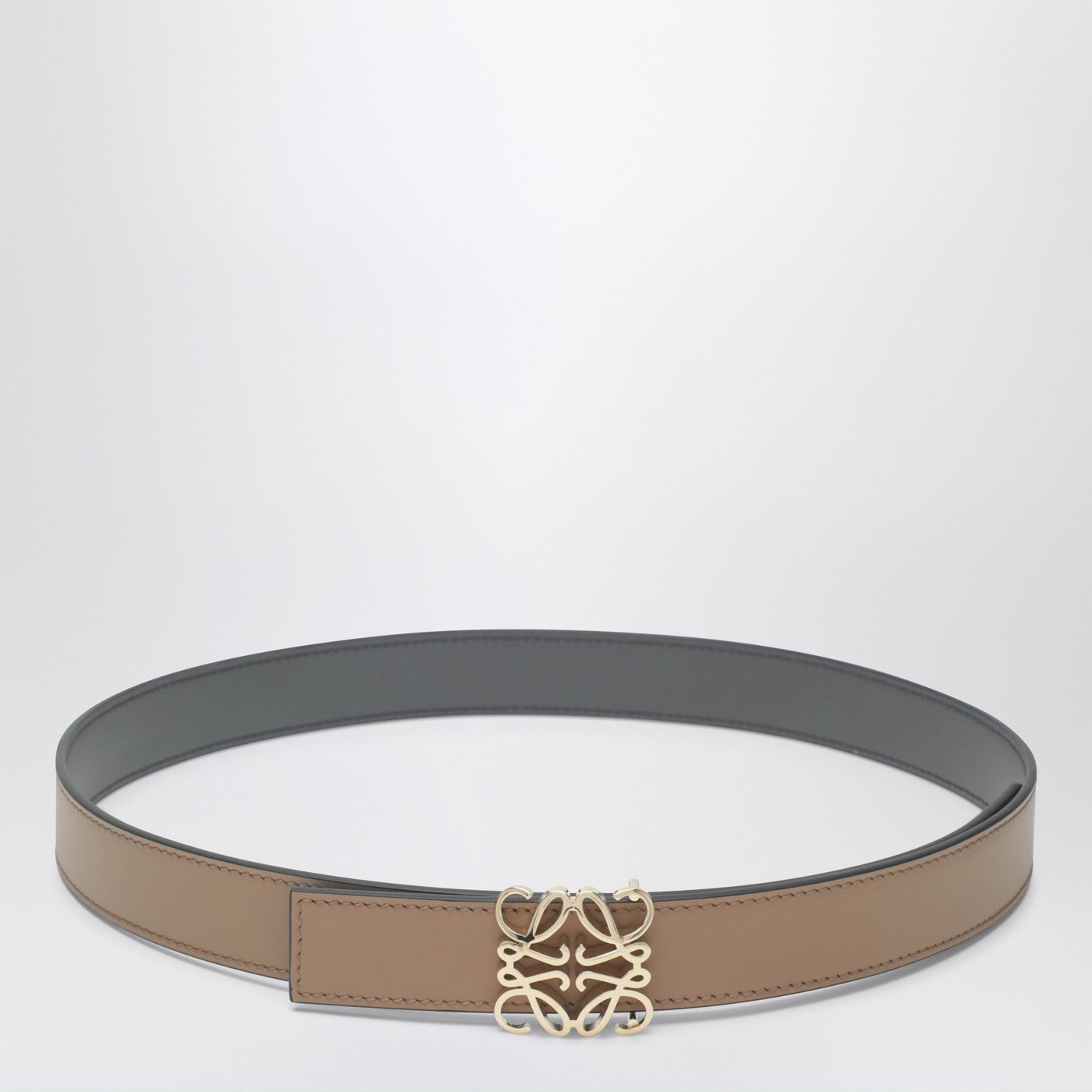Loewe Gray Leather Belt with Gold Logo LOEWE Leather belt | NET-A-PORTER main image 3