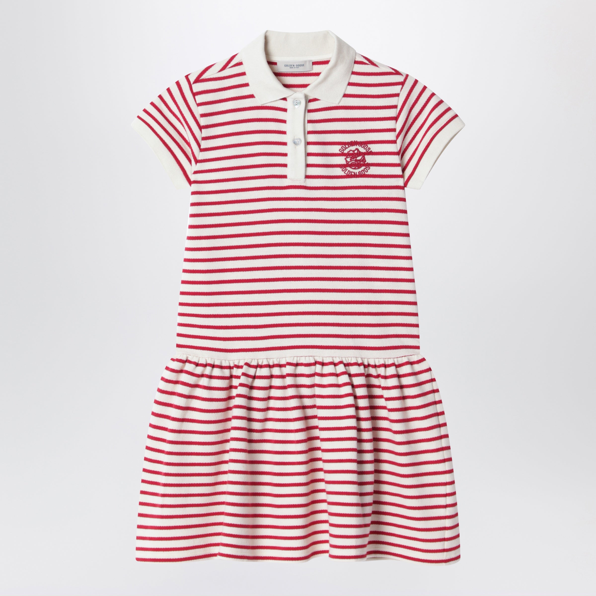 red and white striped polo dress Maje Striped Cotton-Blend Mini Dress