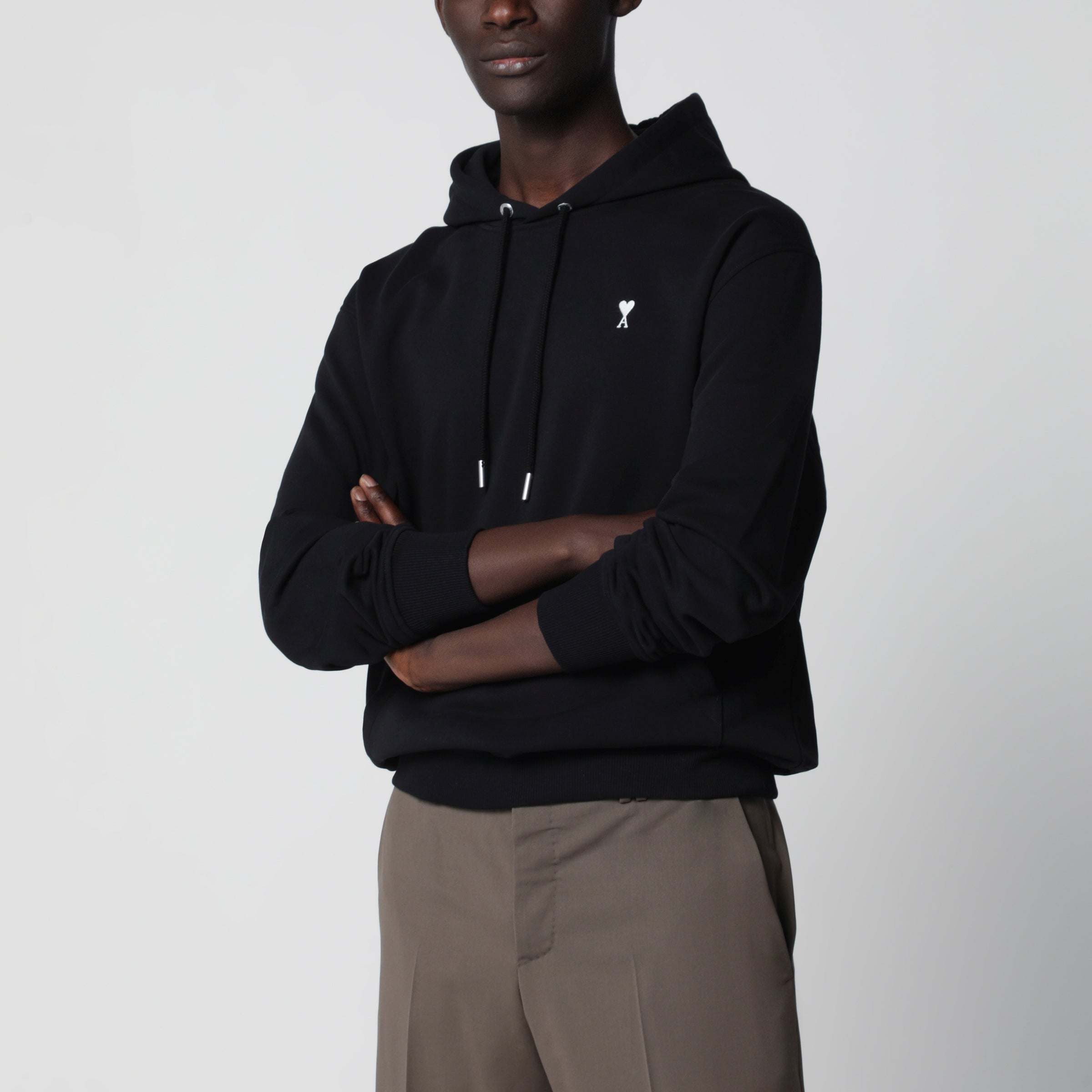 Ami Paris Black Ami De Coeur hooded sweatshirt | TheDoubleF
