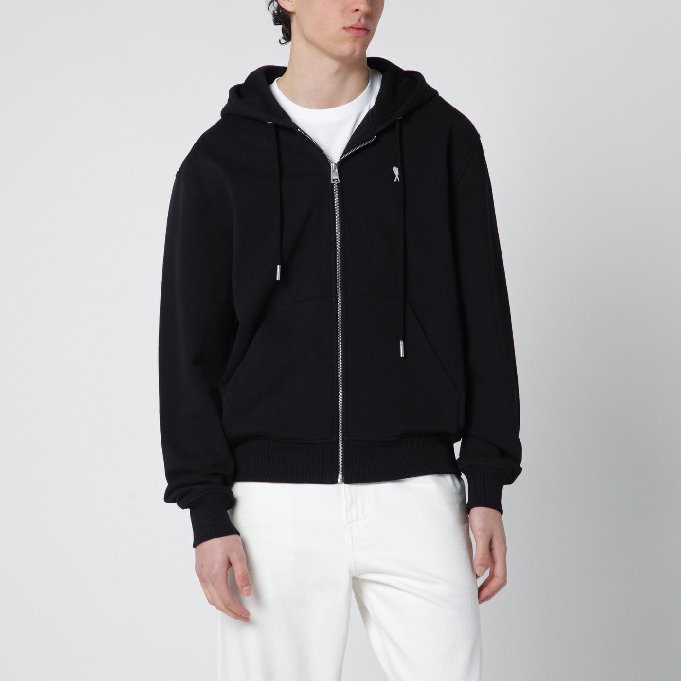 Ami Paris Ami De Coeur black zip-up sweatshirt | TheDoubleF