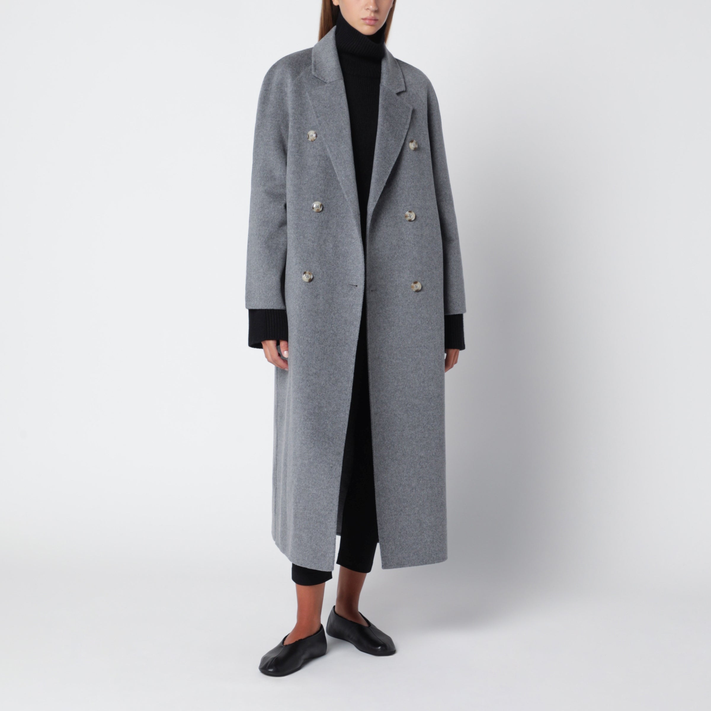 LouLou De Saison Irvin long coat in grey wool and cashmere