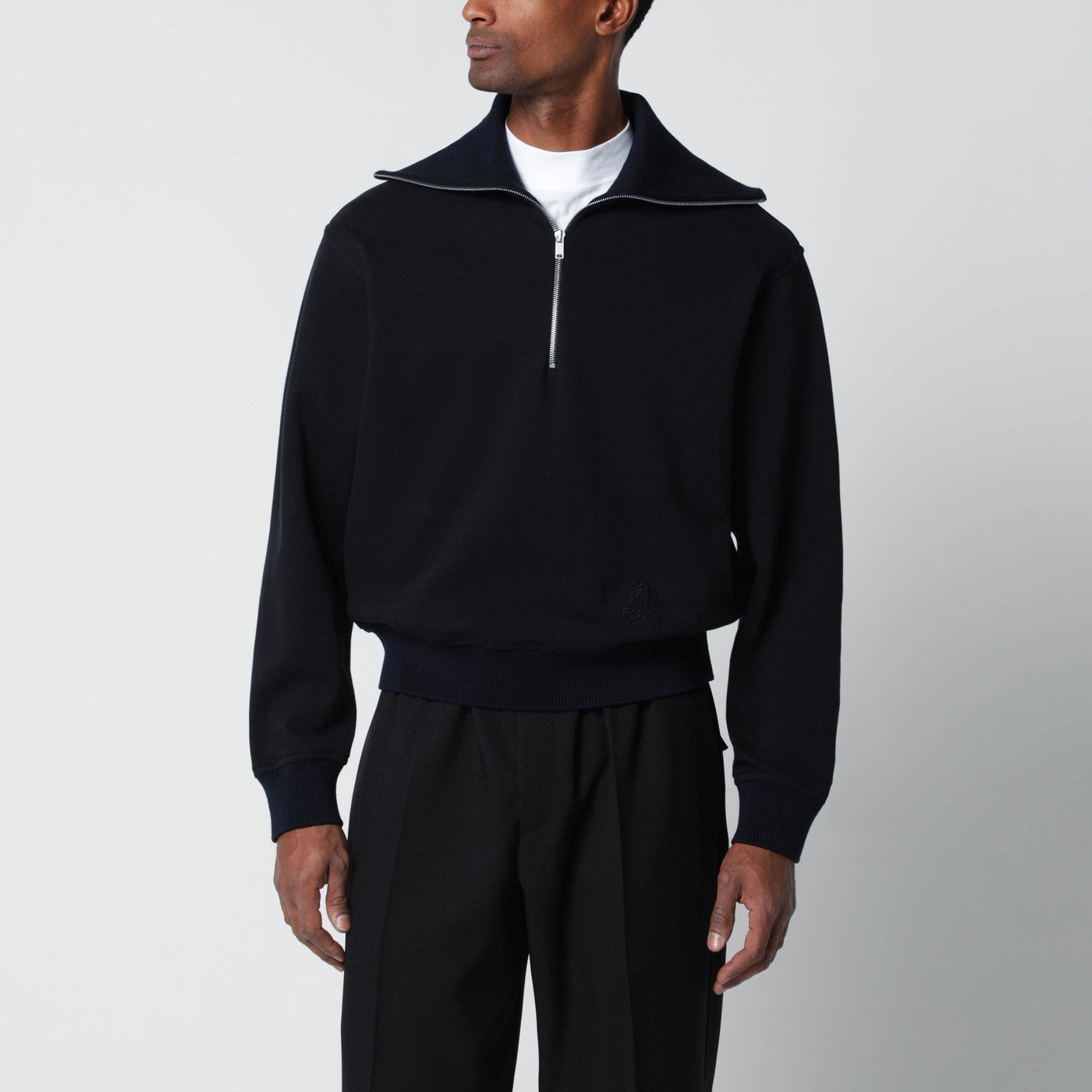 Jil Sander Navy blue half-zip sweatshirt | TheDoubleF