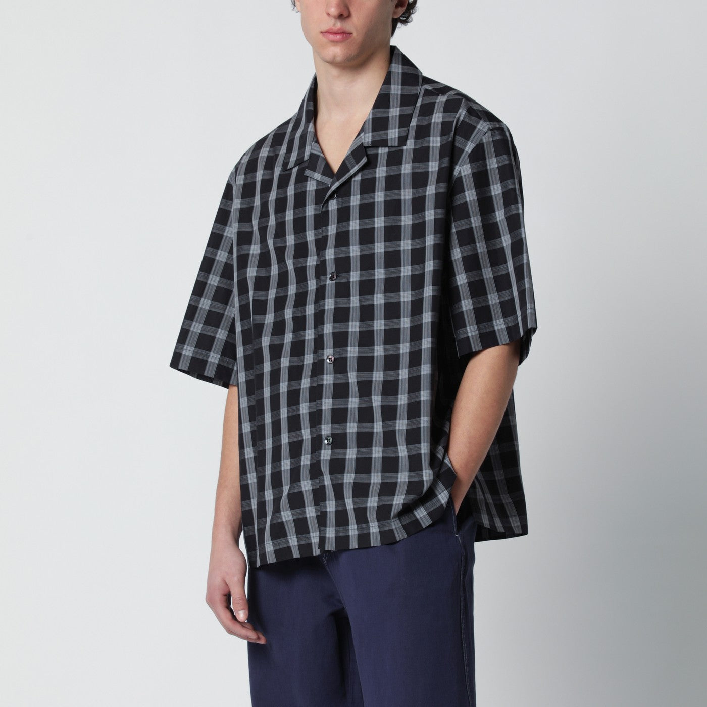STUDIO NICHOLSON Kline shirt black check pattern | TheDoubleF