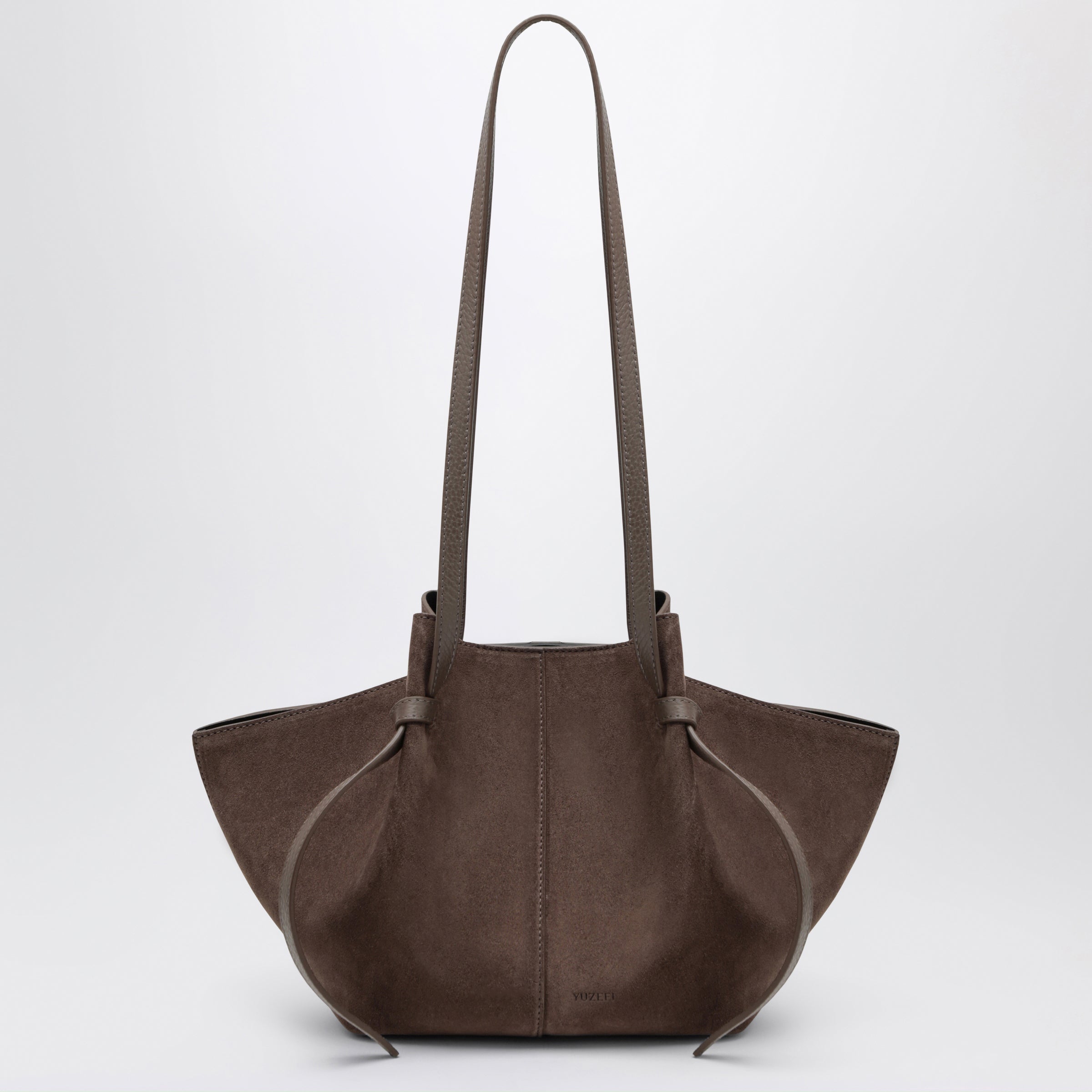 Yuzefi Mochi Bag in Nutmeg Suede Leather | TheDoubleF
