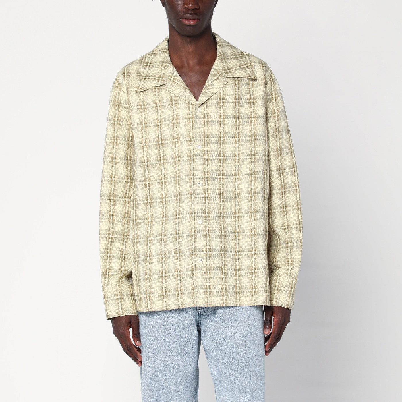 SÉFR Ignacio check pattern shirt in cotton and linen | TheDoubleF