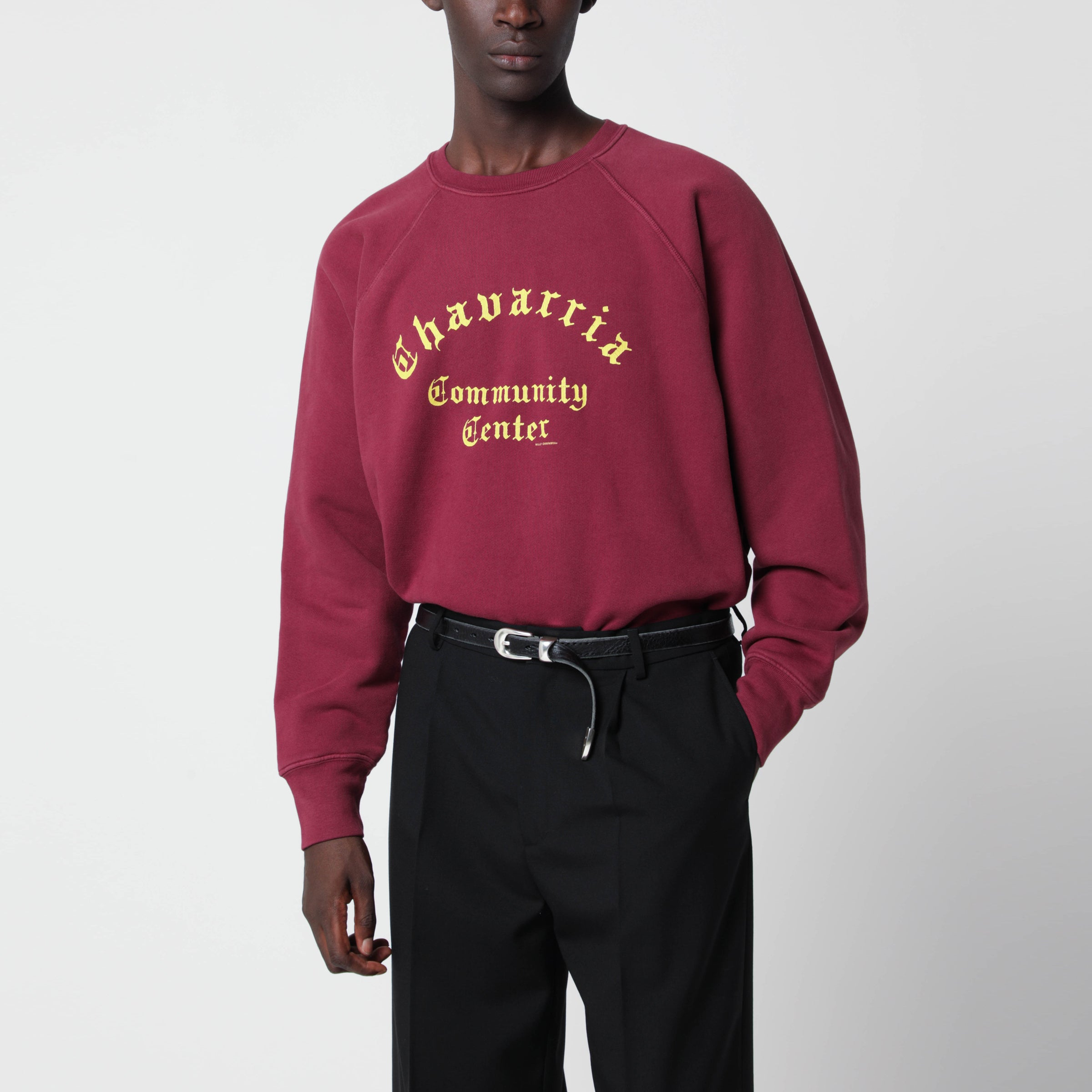 Willy Chavarria Chavarria Community burgundy raglan sweatshirt in