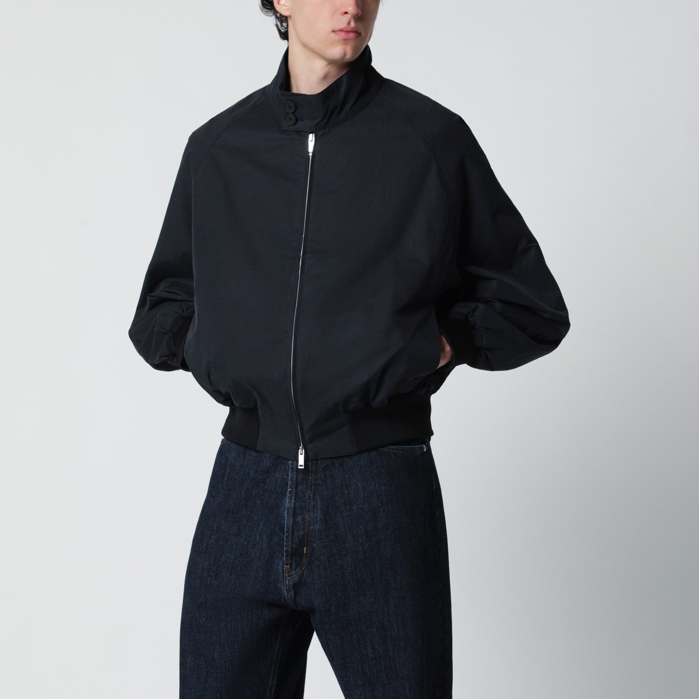 STUDIO NICHOLSON Over bomber jacket ink blue cotton-blend | TheDoubleF