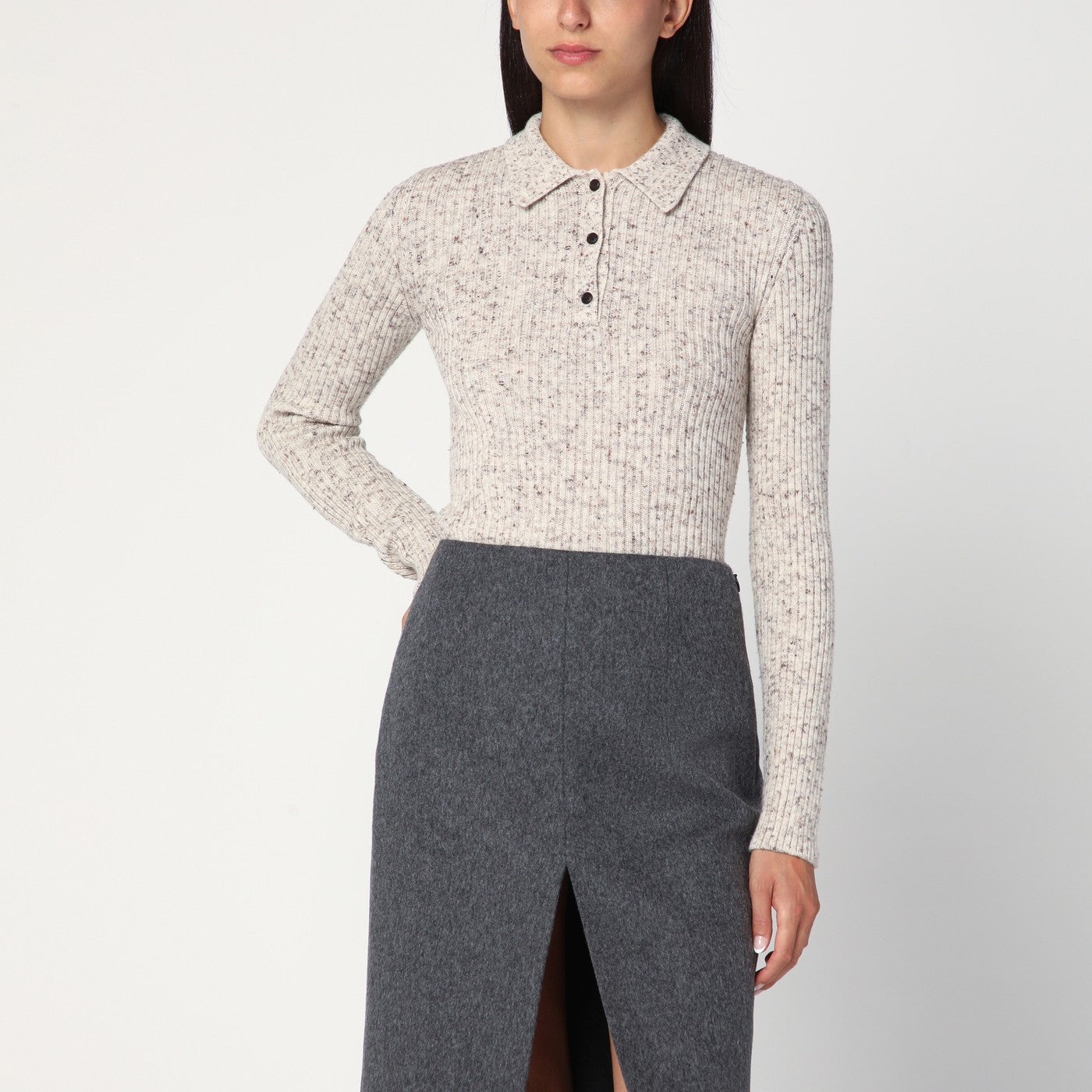 Prada Natural colour polo in wool blend | TheDoubleF