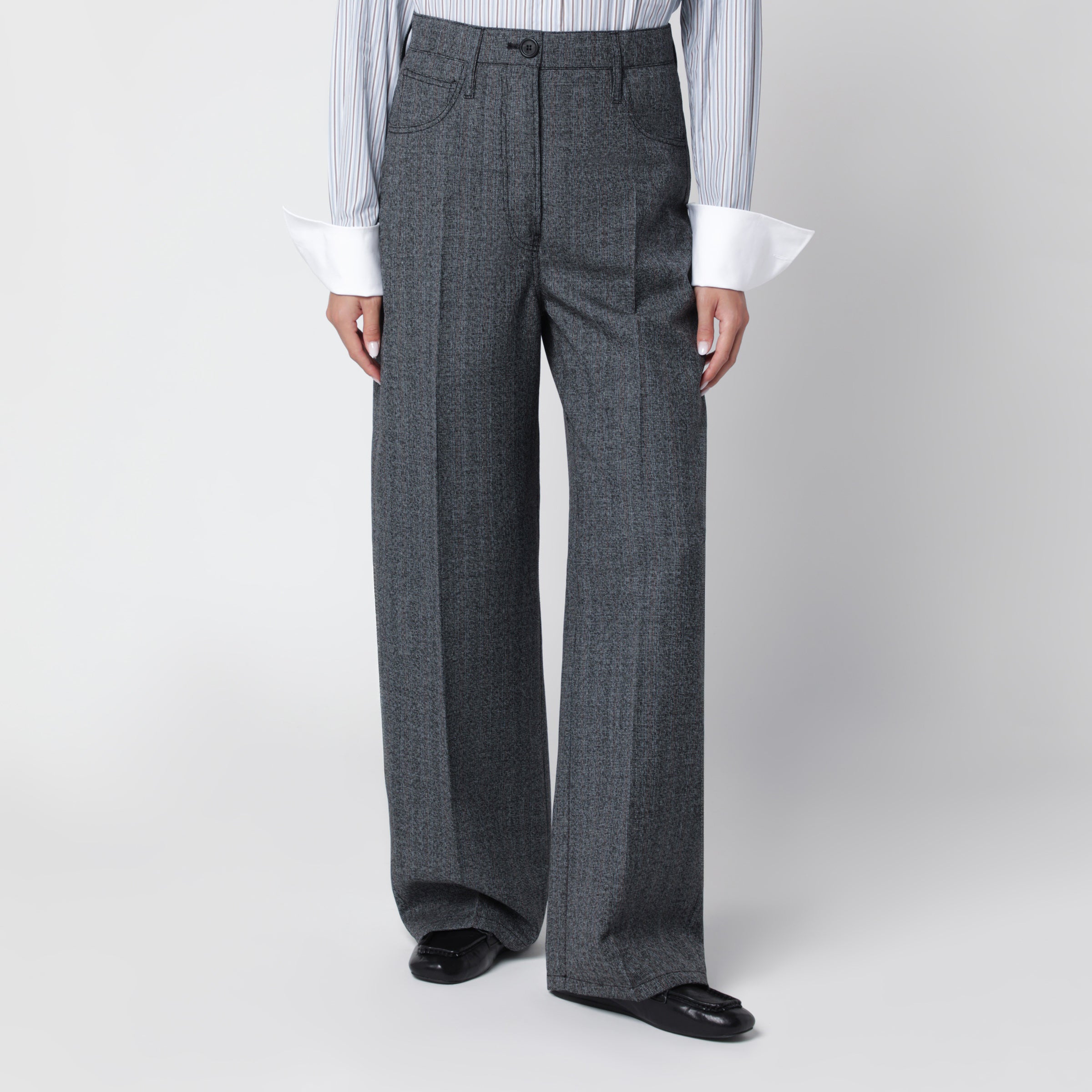 Prada Black/grey tailored wool trousers | TheDoubleF