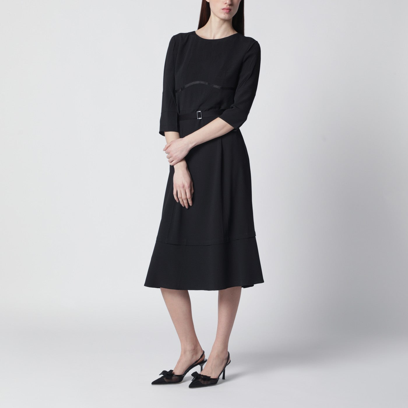 prada midi dress PRADA Black silk-blend dress