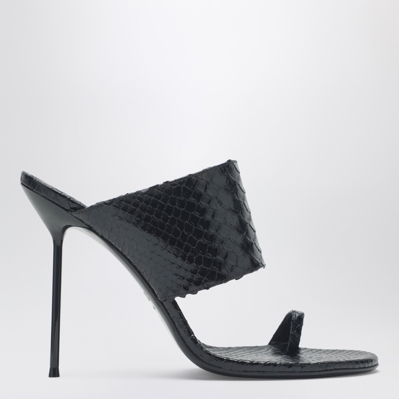 Paris Texas Lidia python-effect black leather thong mule | TheDoubleF