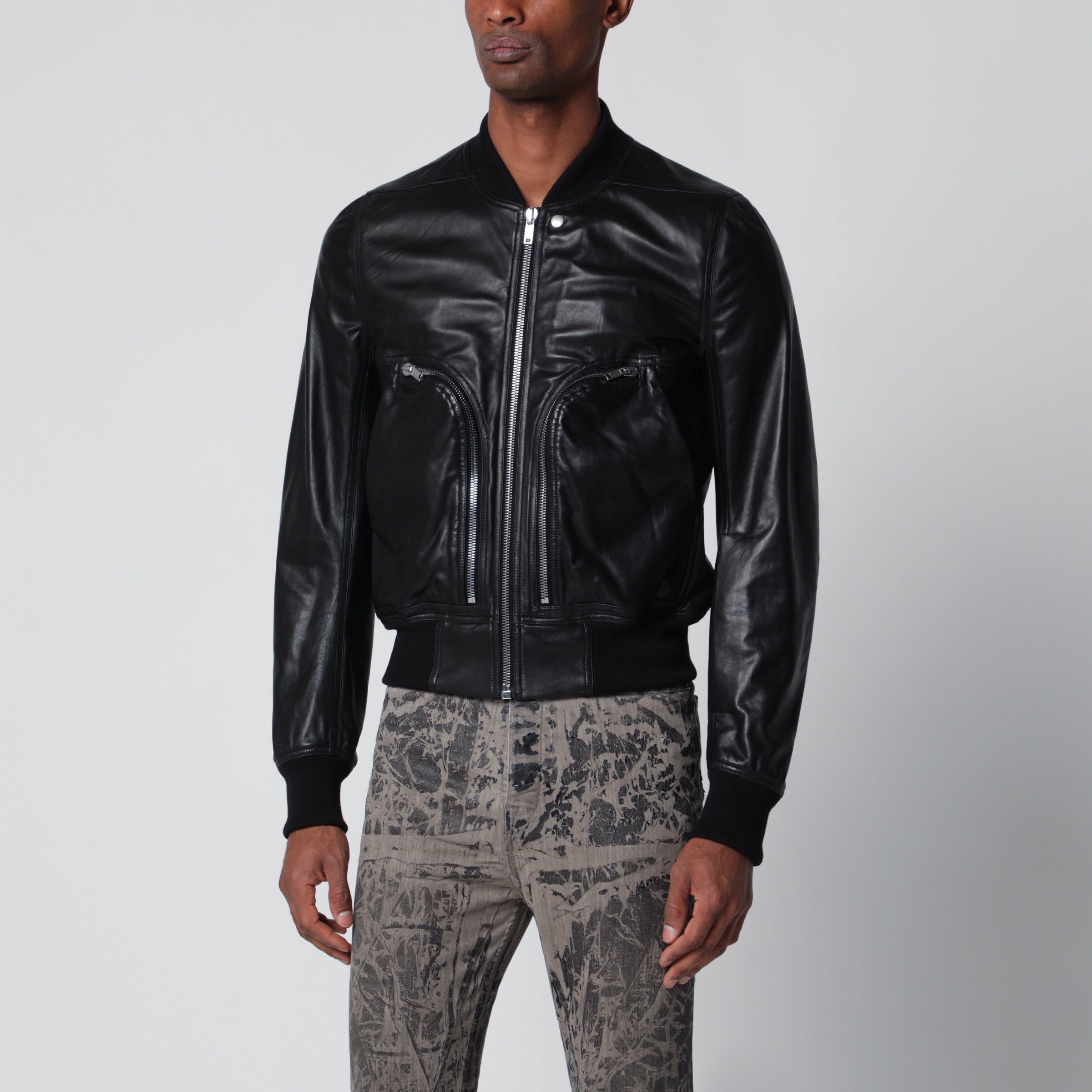 Rick Owens Black Bauhaus Flight leather jacket | TheDoubleF