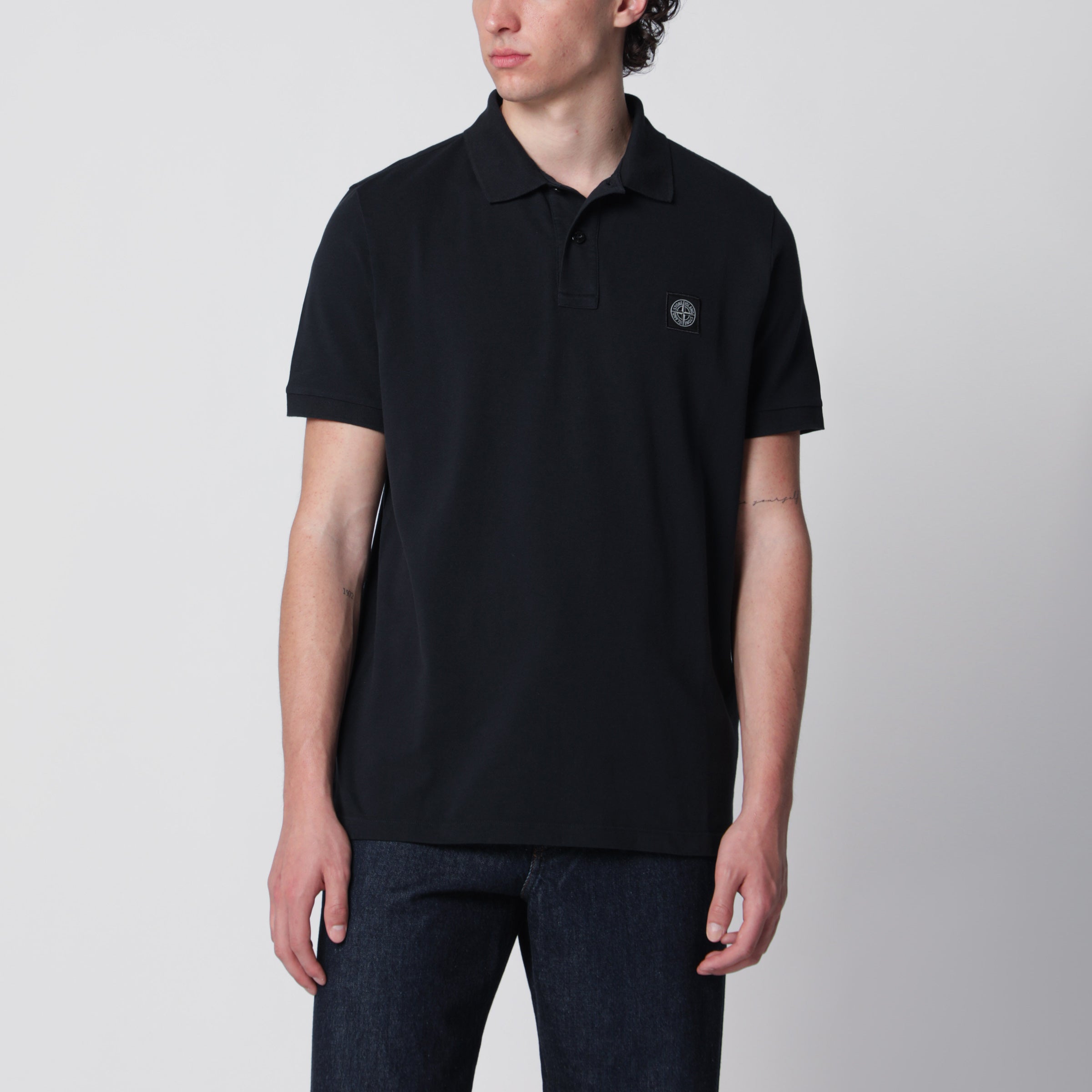 Stone Island Navy blue polo with Compass logo patch | TheDoubleF