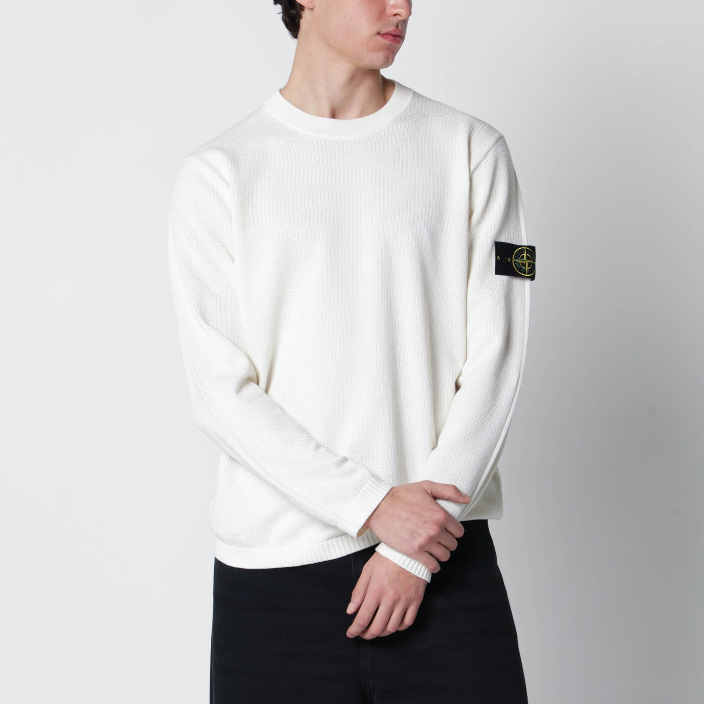 Stone Island Ivory sweater with loose fit | TheDoubleF