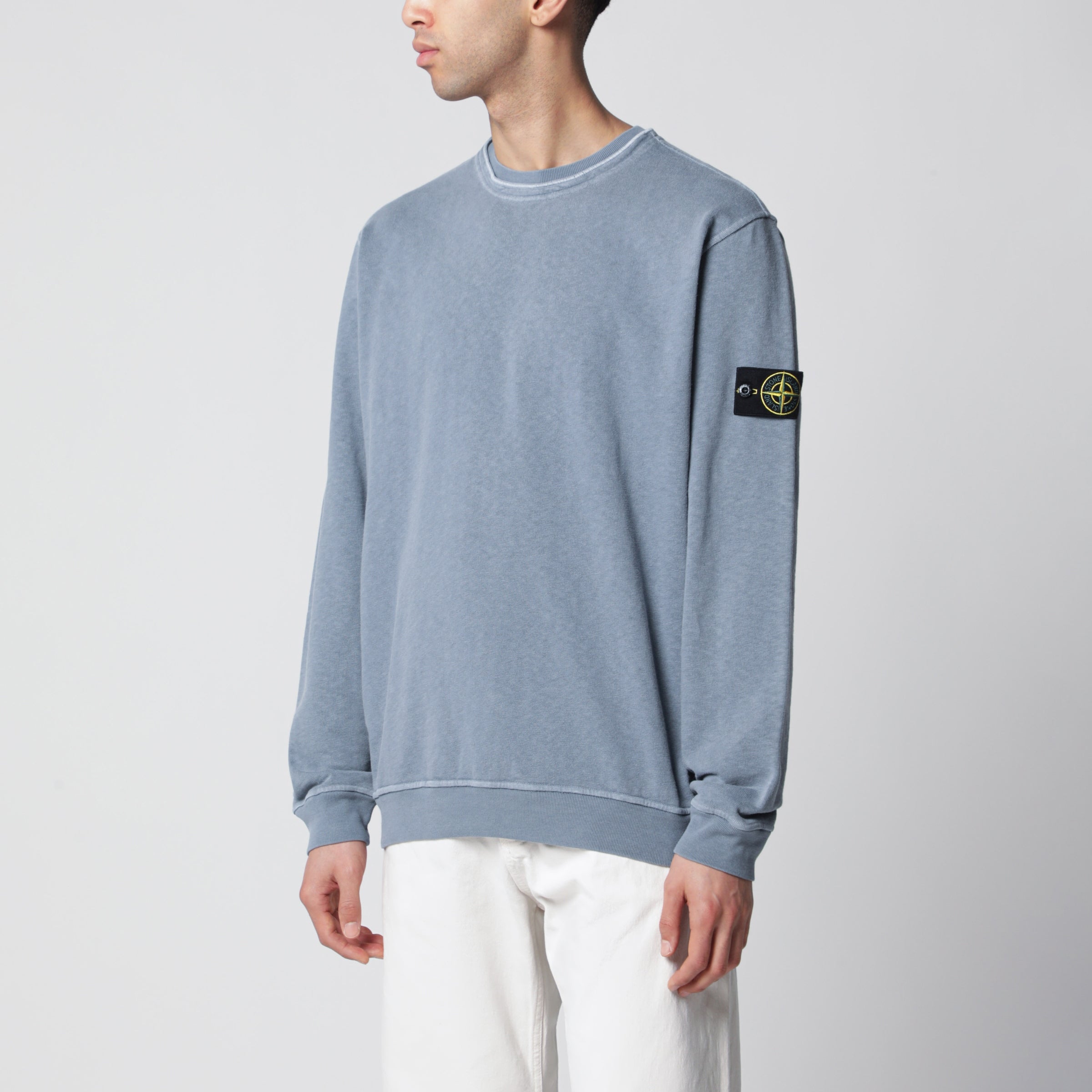 トップス STONE  crewneck blue Stone Island Crewneck sweatshirt in slub cotton, blue | TheDoubleF