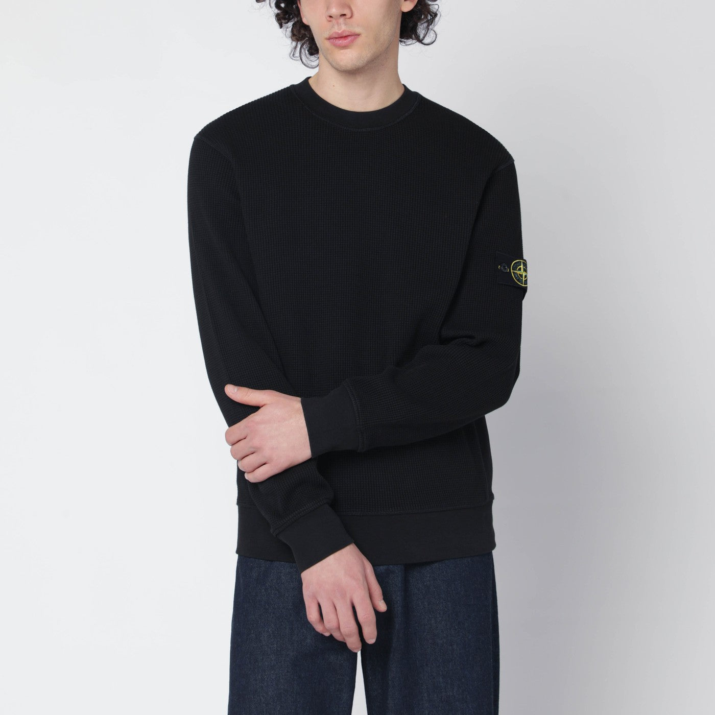 Stone Island Black cotton crew-neck sweater | TheDoubleF