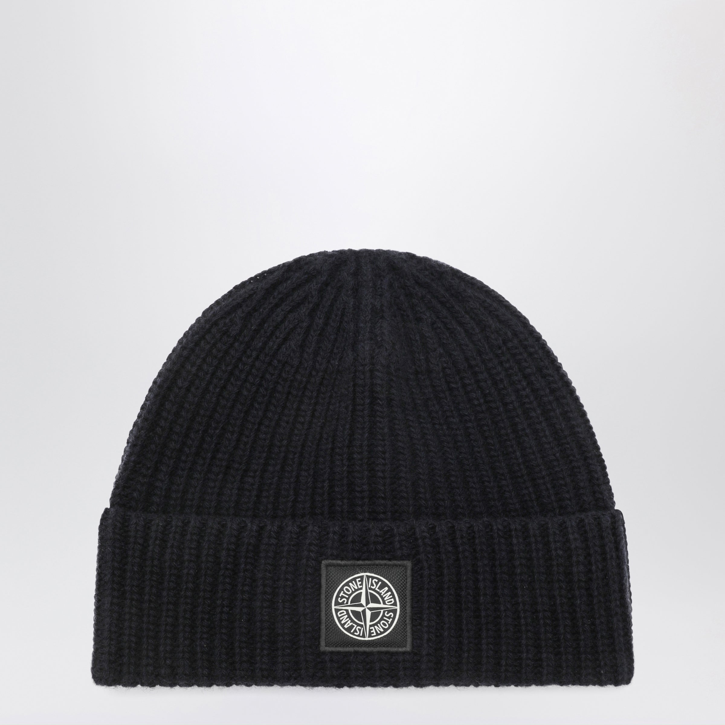 Stone Island Navy blue wool beanie with Compass patch | TheDoubleF