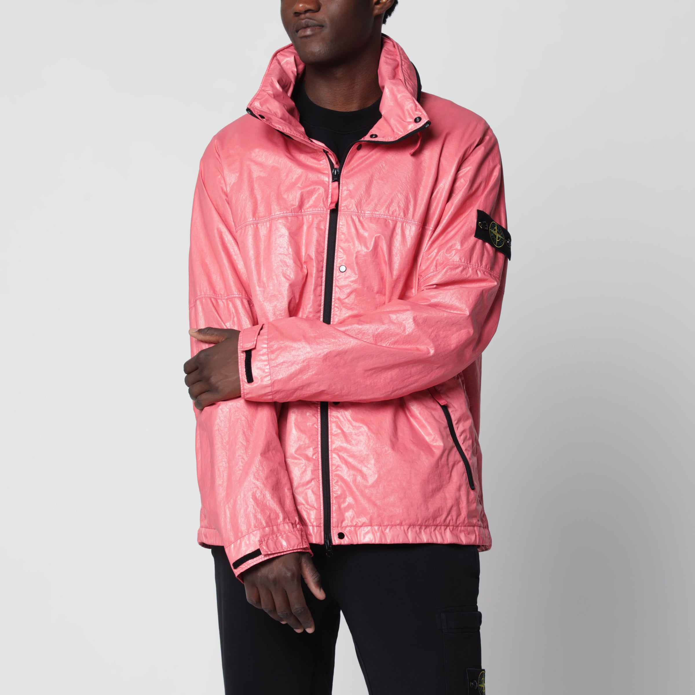 STONE  ナイロンジャケット ピンク Stone Island Geranium glossy nylon jacket | TheDoubleF