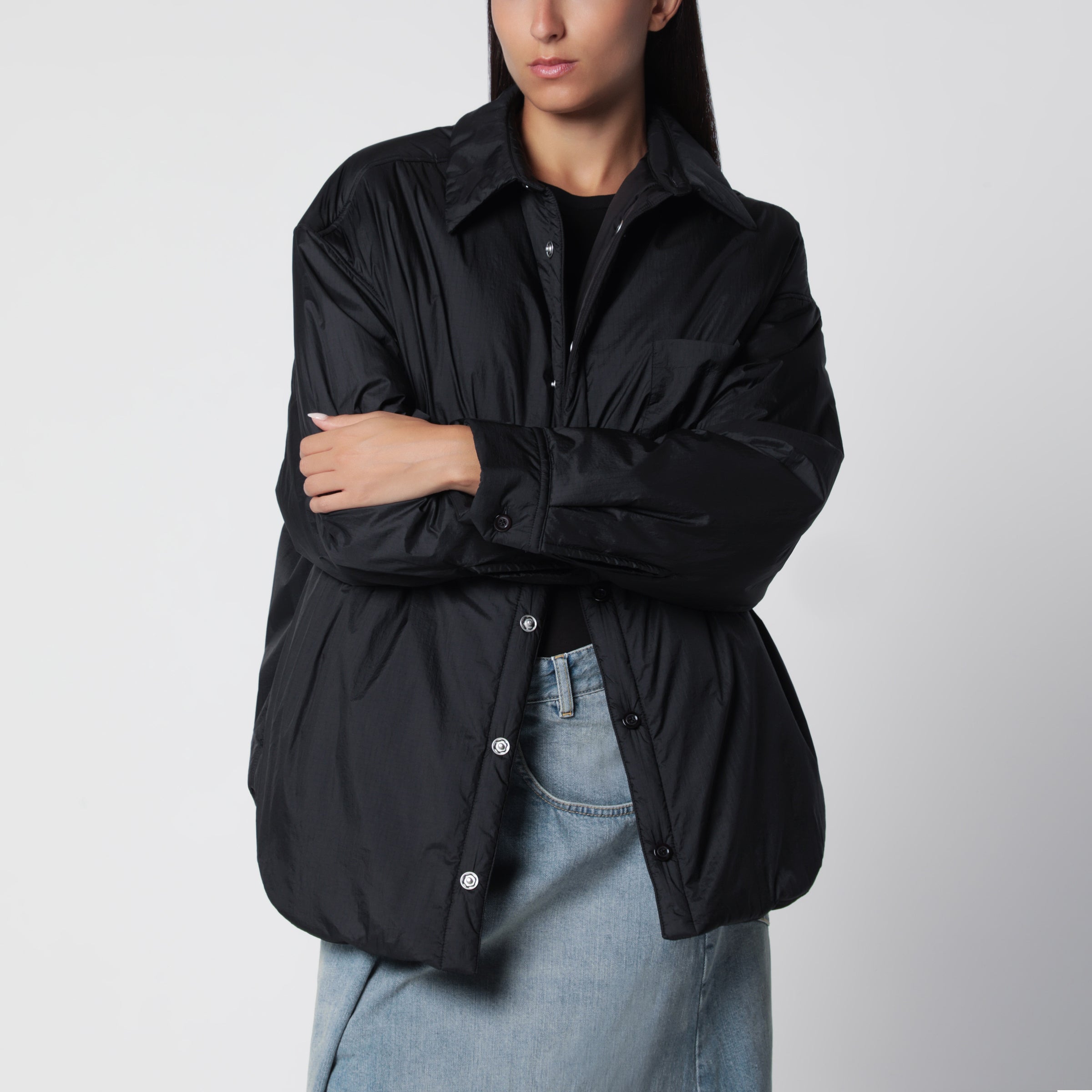 Maison Margiela Oversized black padded jacket in polyamide