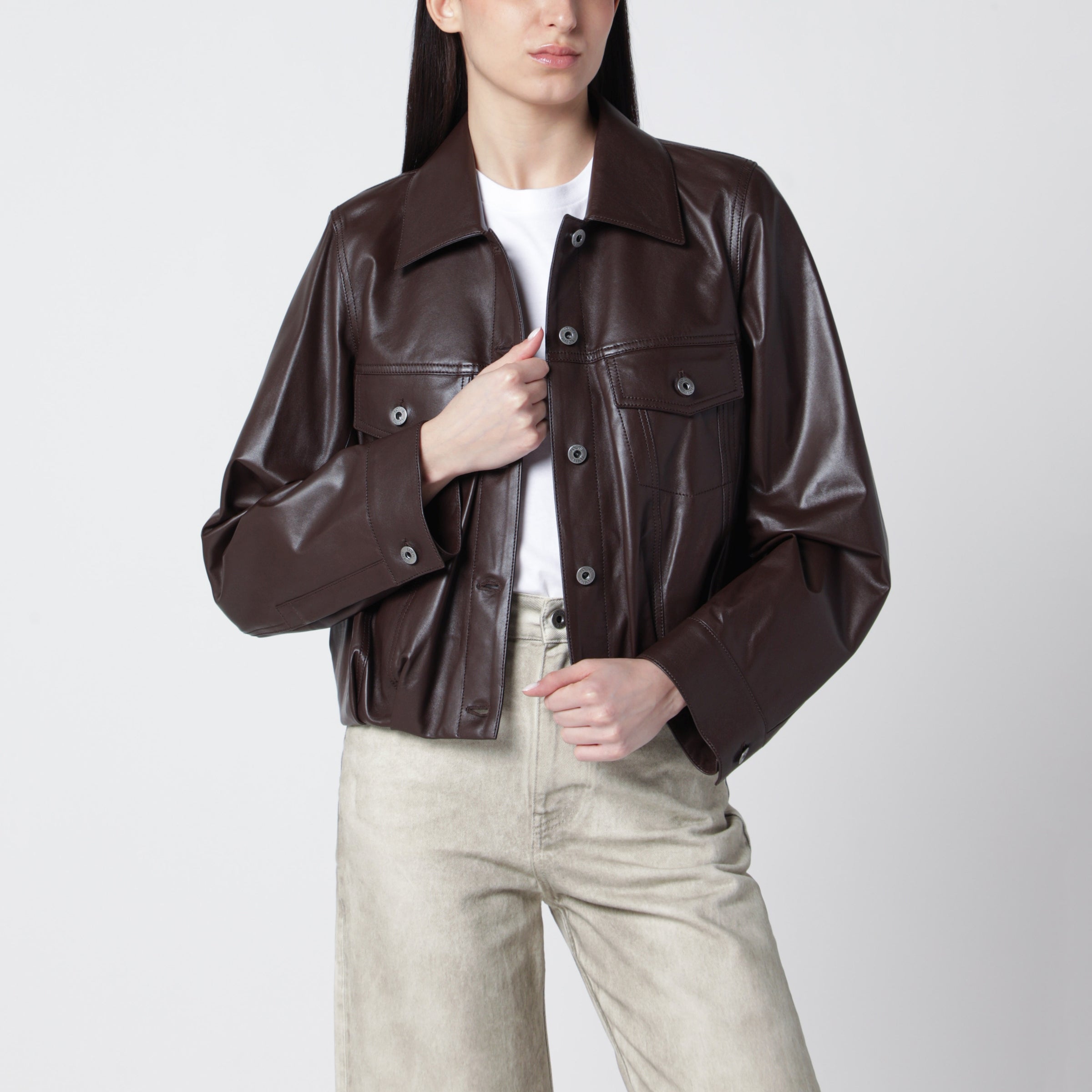 Loewe Brown lamb nappa leather jacket | TheDoubleF