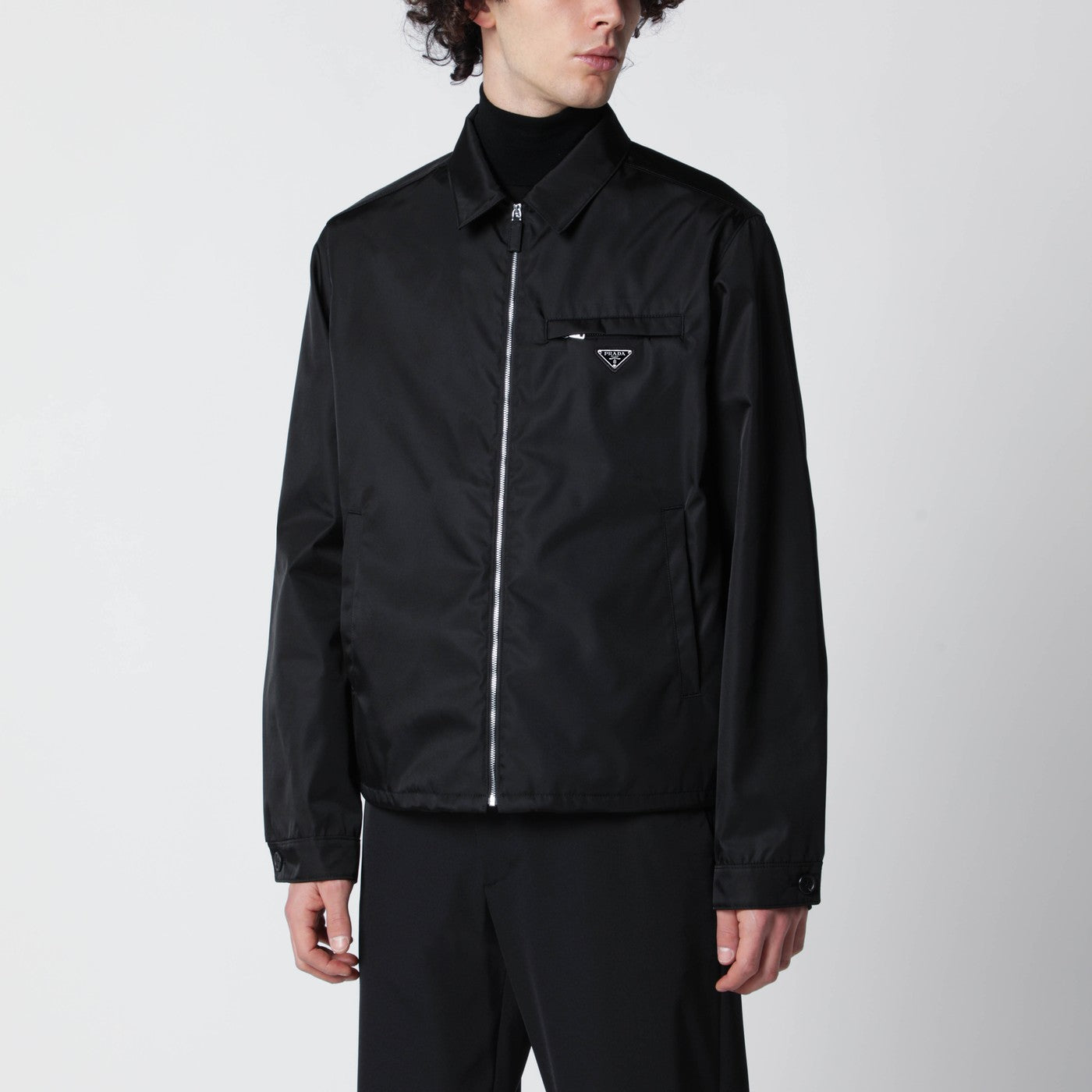 Prada Black Re-Nylon zip-up jacket | TheDoubleF