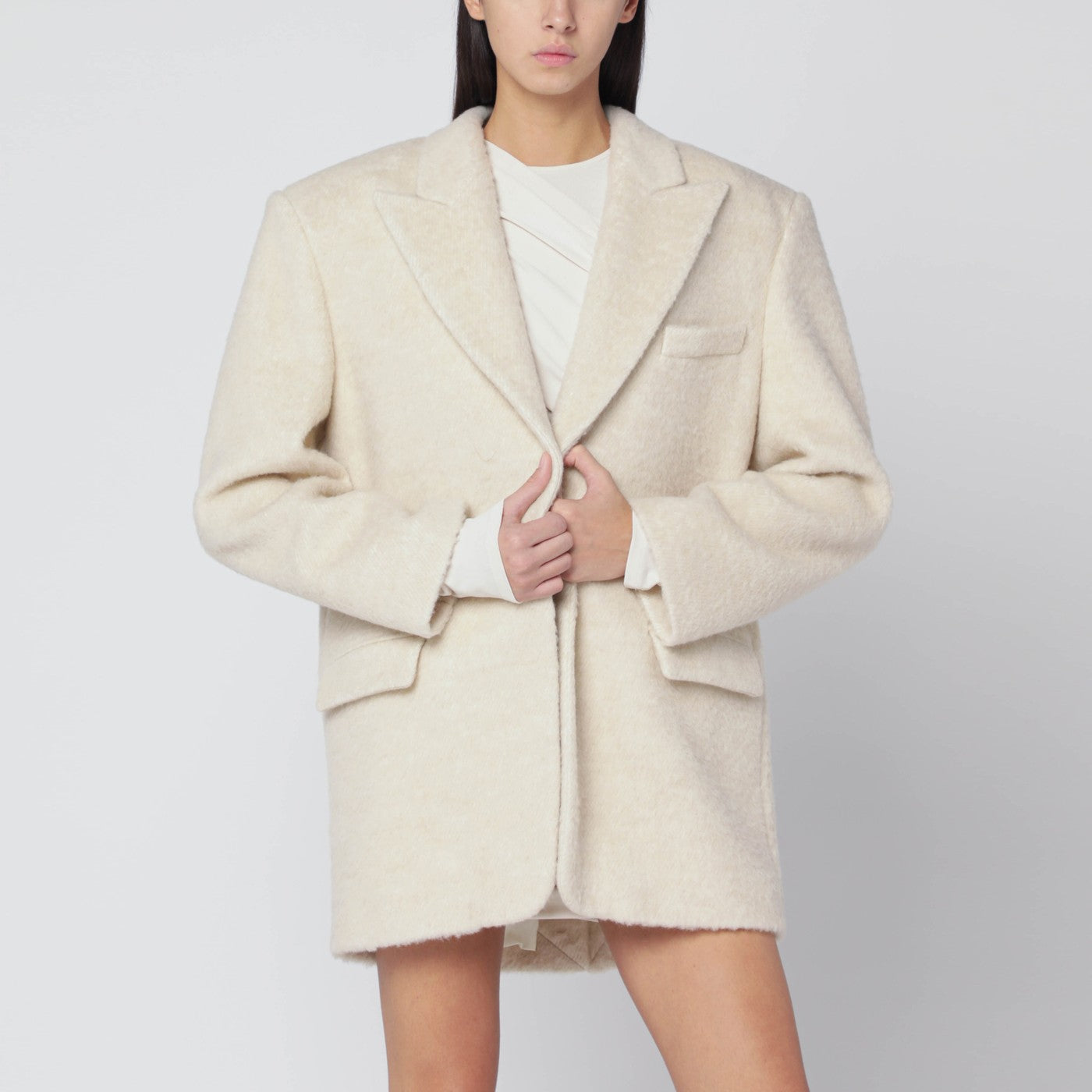 THE ANDAMANE Oversized ivory jacket in wool blend | TheDoubleF
