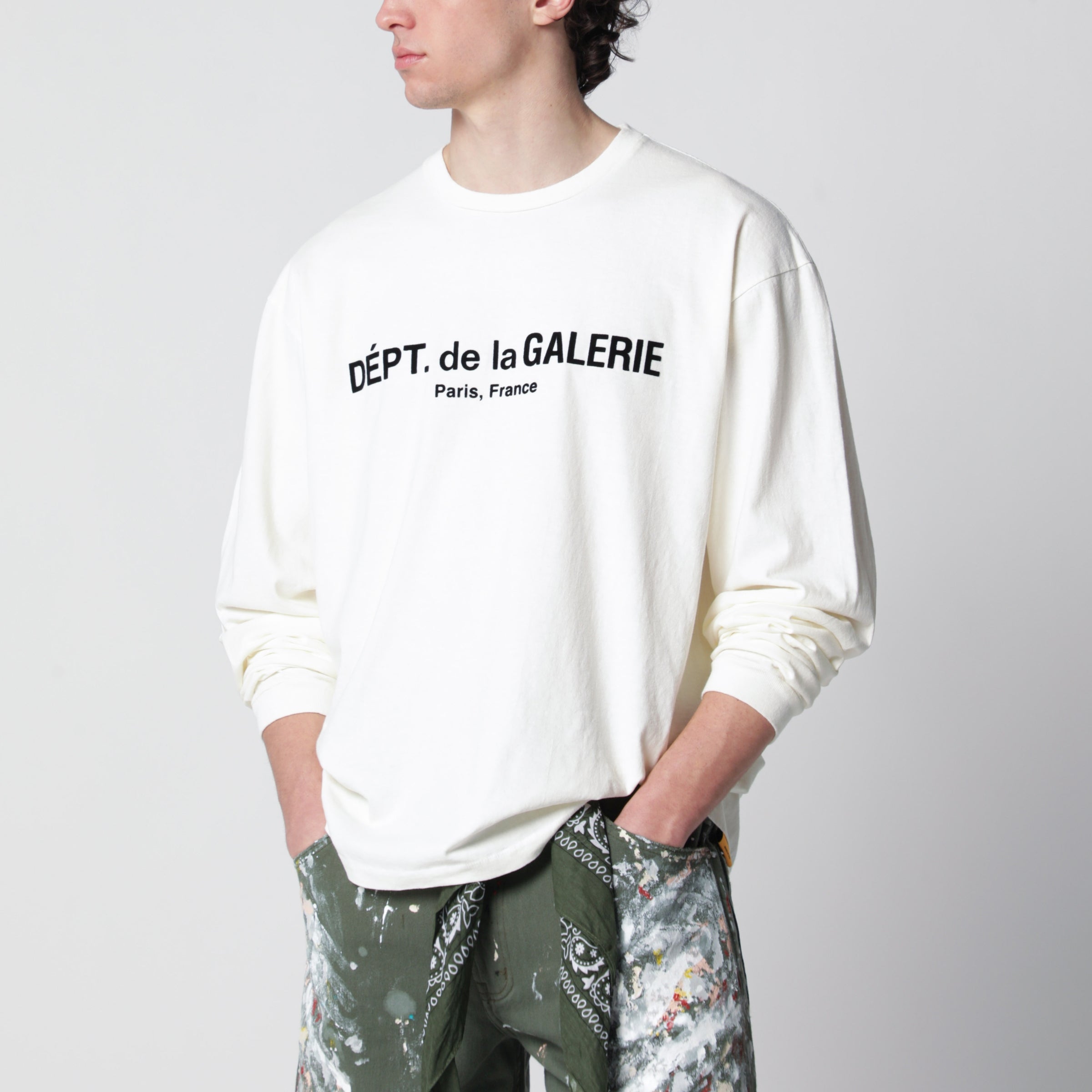Gallery Dept. Cream long-sleeve T-shirt with French logo | TheDoubleF