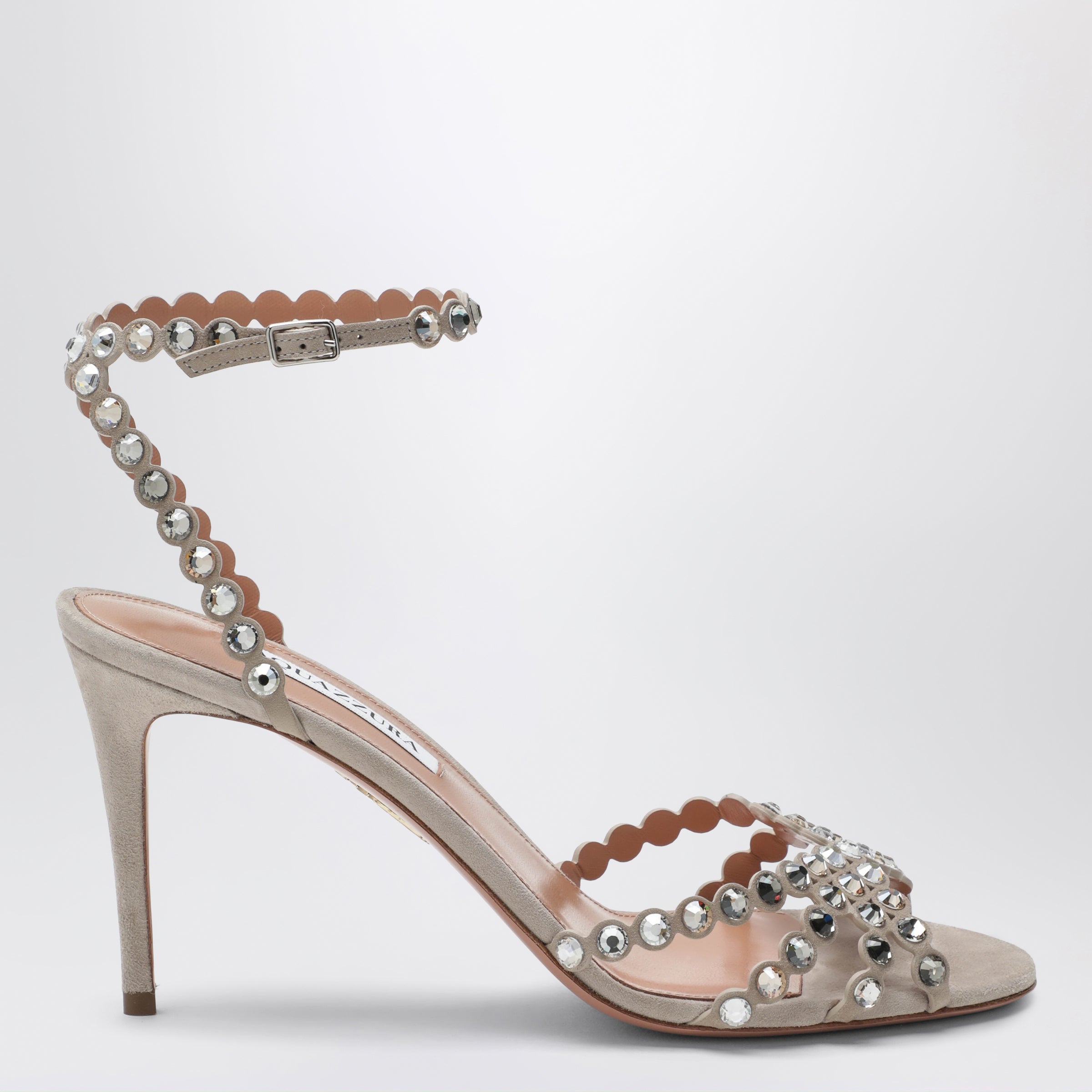 Aquazzura Tequila crystal-embellished suede sandals | TheDoubleF