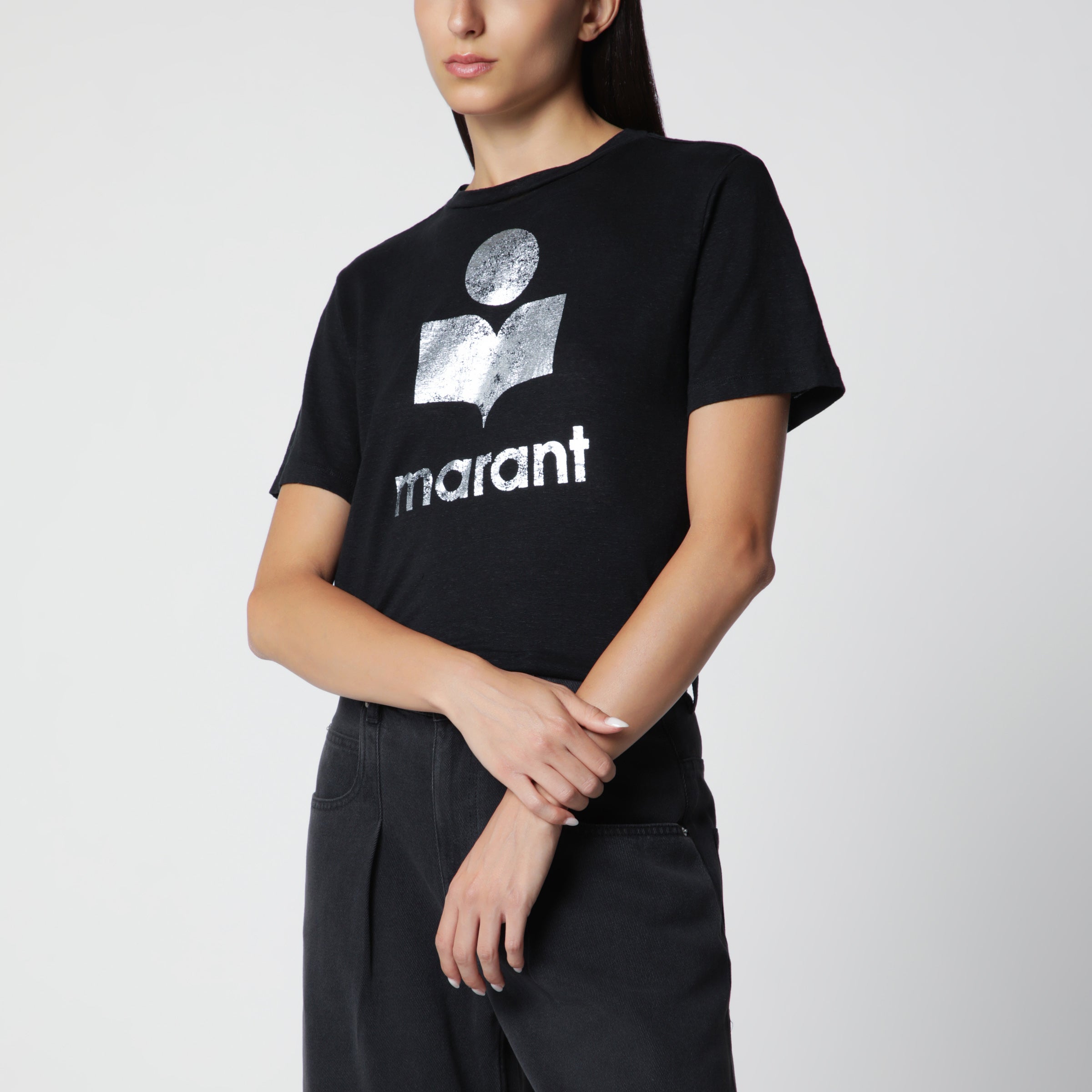 ISABEL MARANT Étoile Zewel logo short-sleeve linen T-shirt in