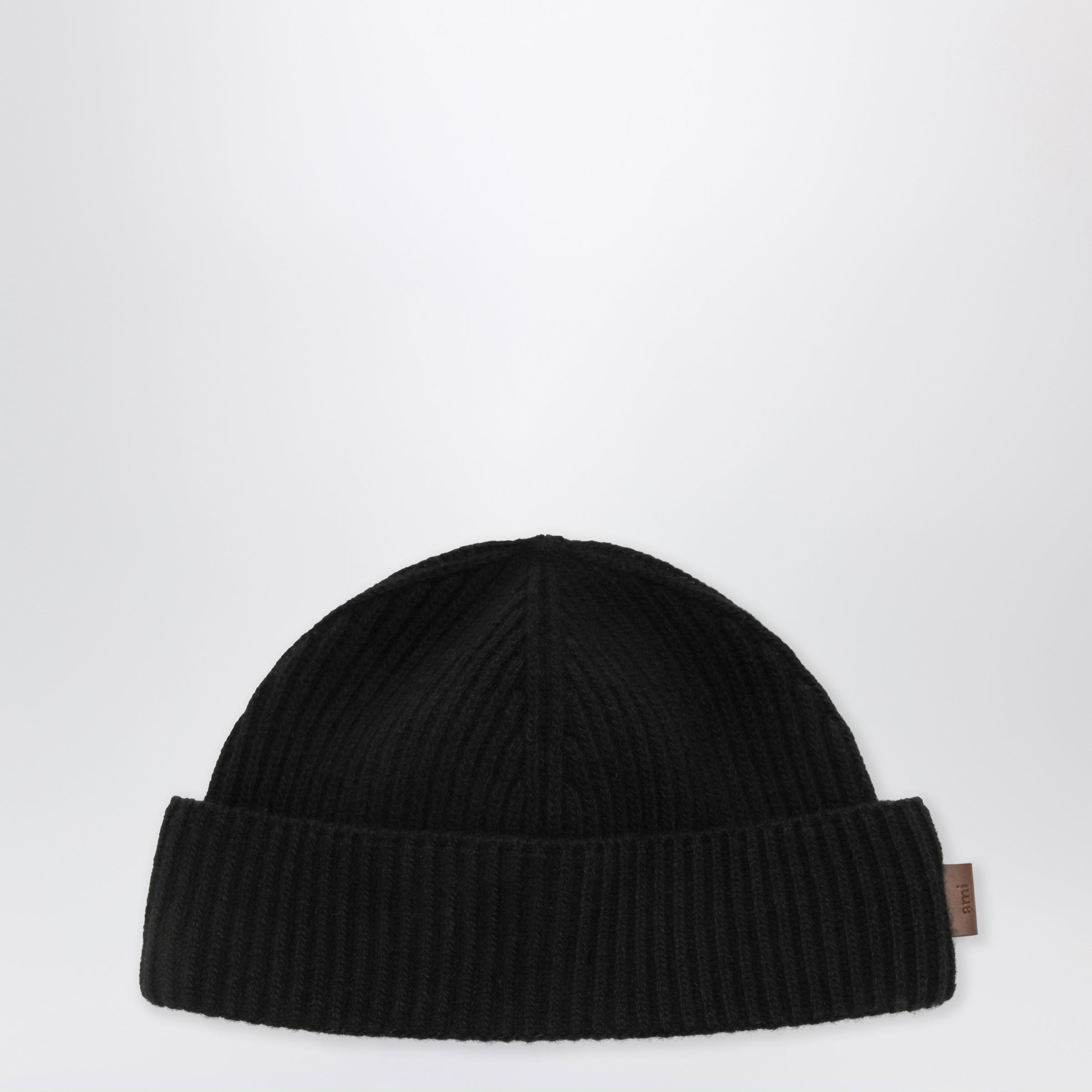 Ami Paris Black ribbed wool beanie | TheDoubleF