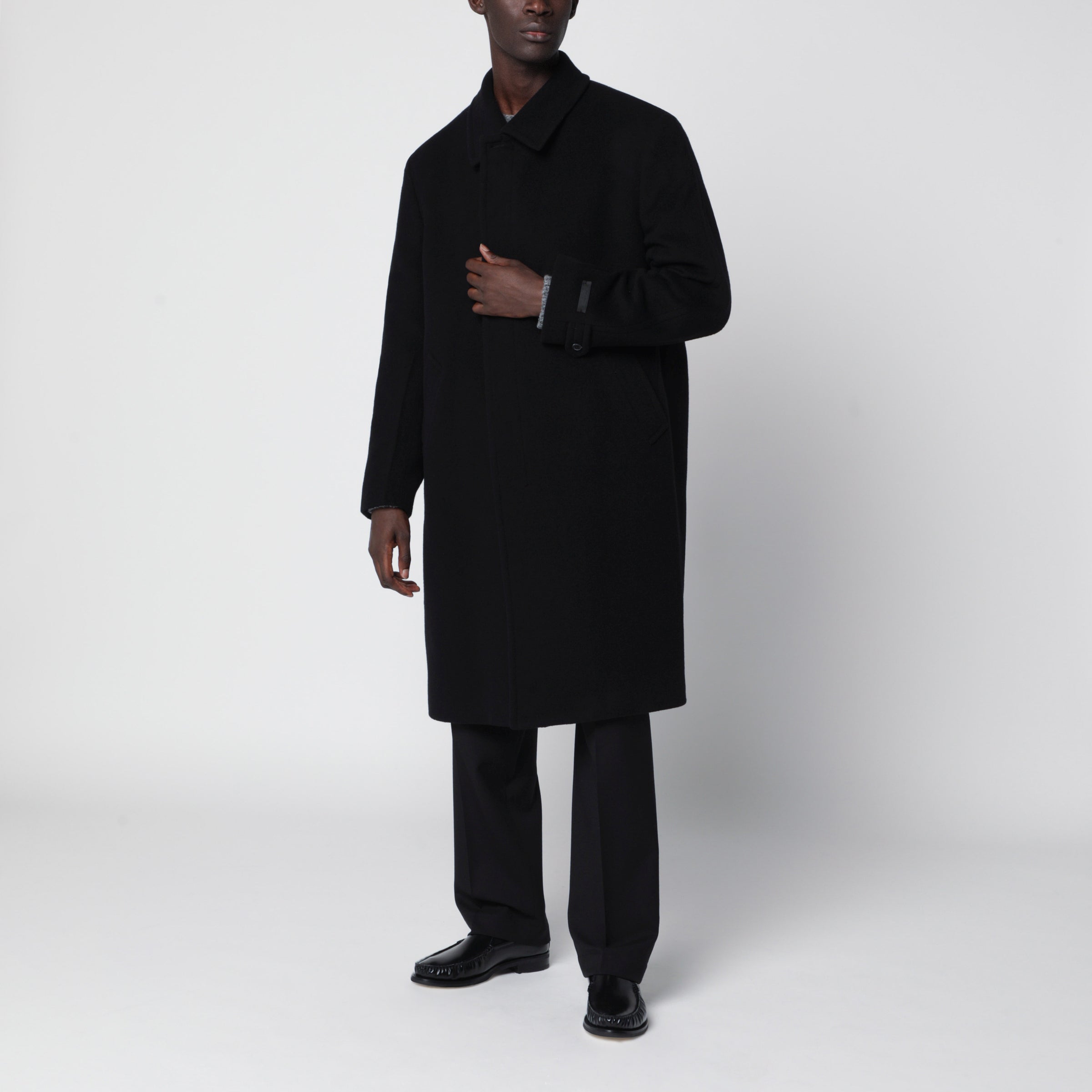 ジャケット・アウター 02FW PRADA long coat S Prada Black long coat in wool and cashmere | TheDoubleF