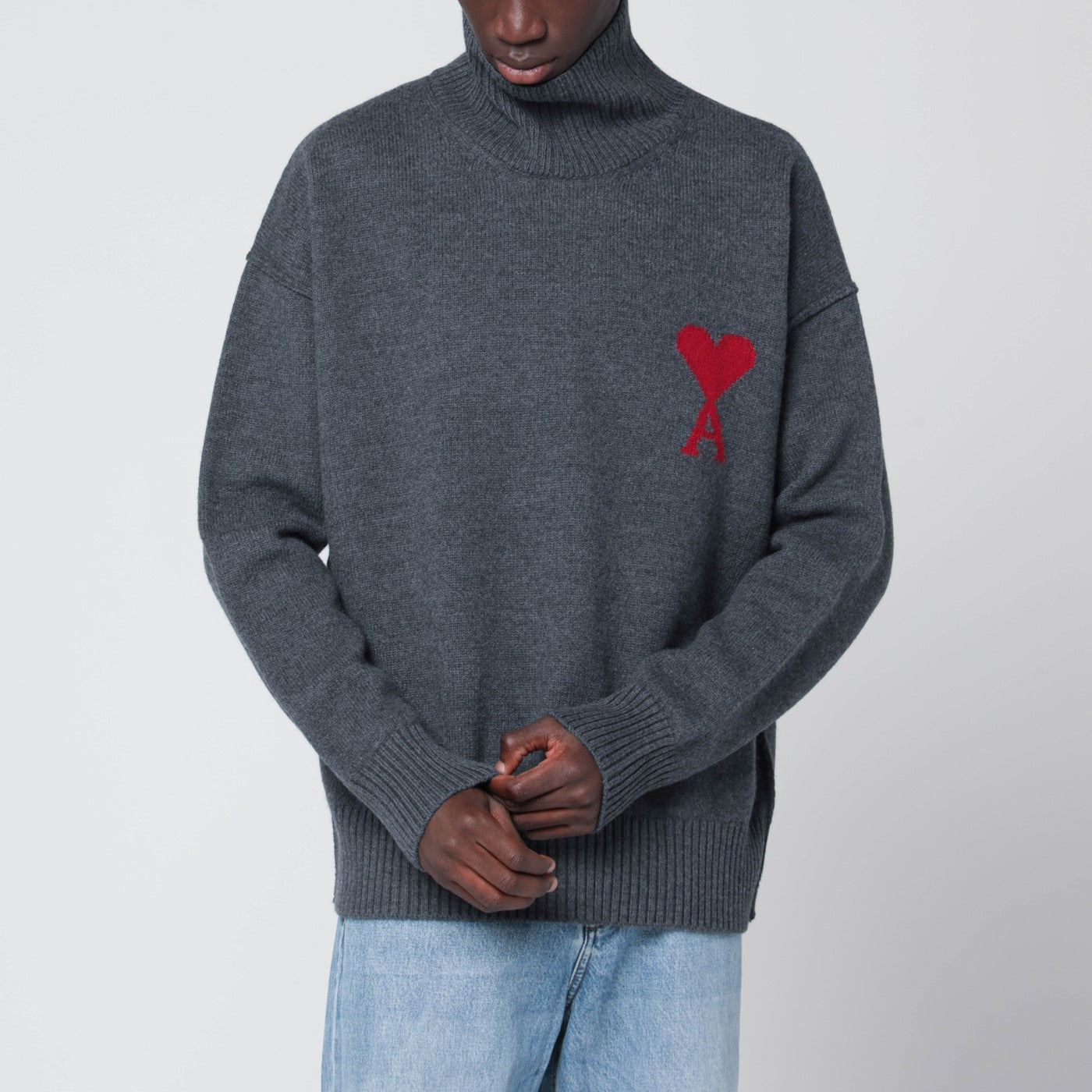 AMI PARIS Grey turtleneck sweater Ami De Coeur | TheDoubleF