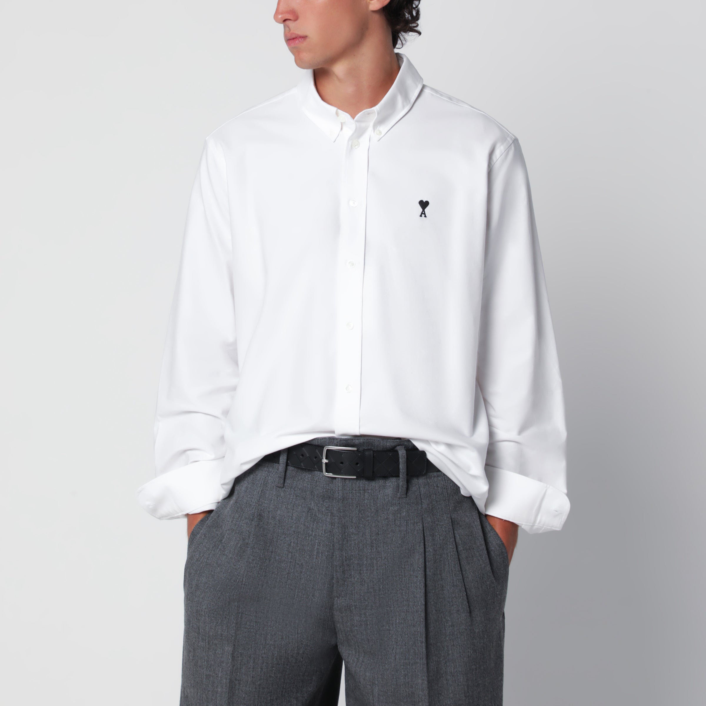 Ami Paris White Ami de Coeur shirt in cotton | TheDoubleF