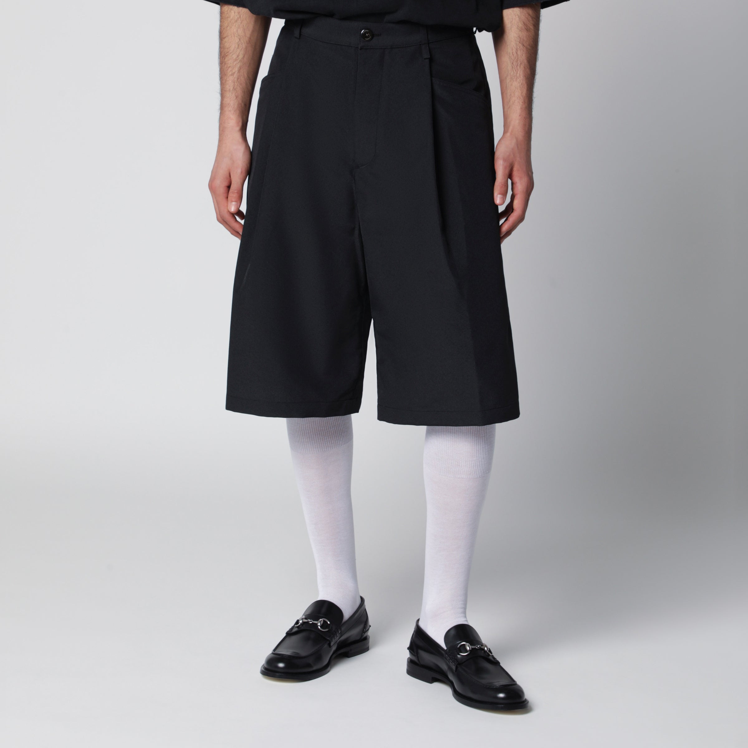 Willy Chavarria Black wide cotton bermuda shorts | TheDoubleF