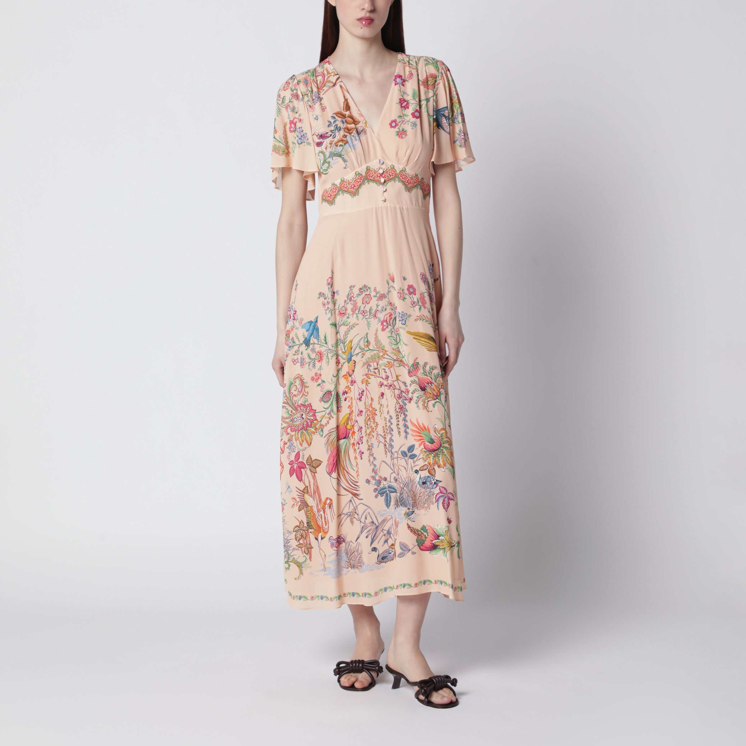 ETRO Long blush pink dress with floral print ETRO Long blush pink dress with floral print