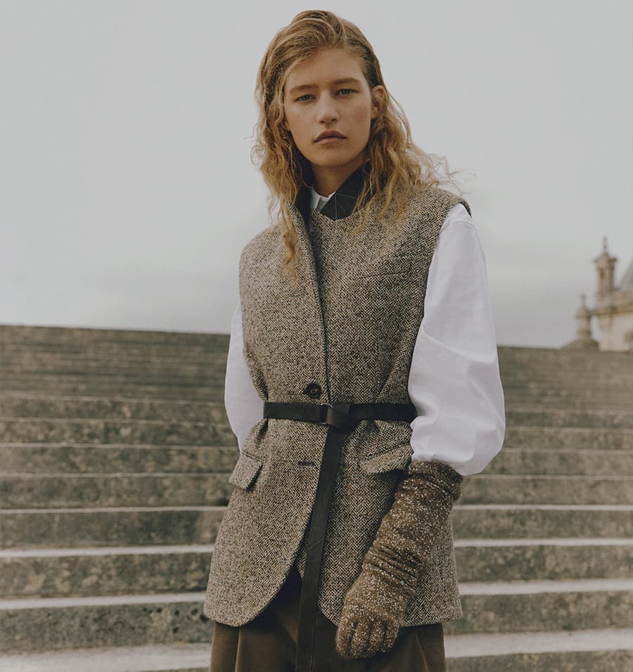 美品　BRUNELLO CUCINELLI シルクブラウン系タイトスカート40 美品 BRUNELLO CUCINELLI シルクブラウン系タイトスカート40