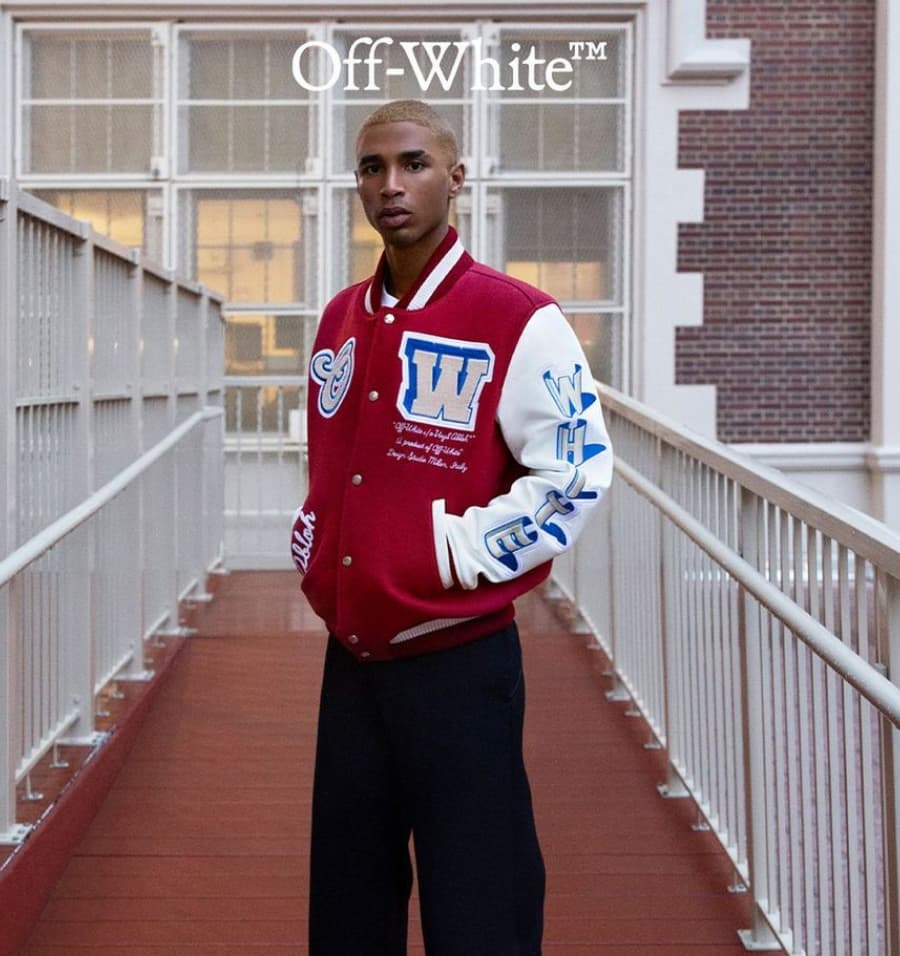 Off White NEW JACKET OFF-WHITE VARSITY AC MILAN LIMITED EDITION M