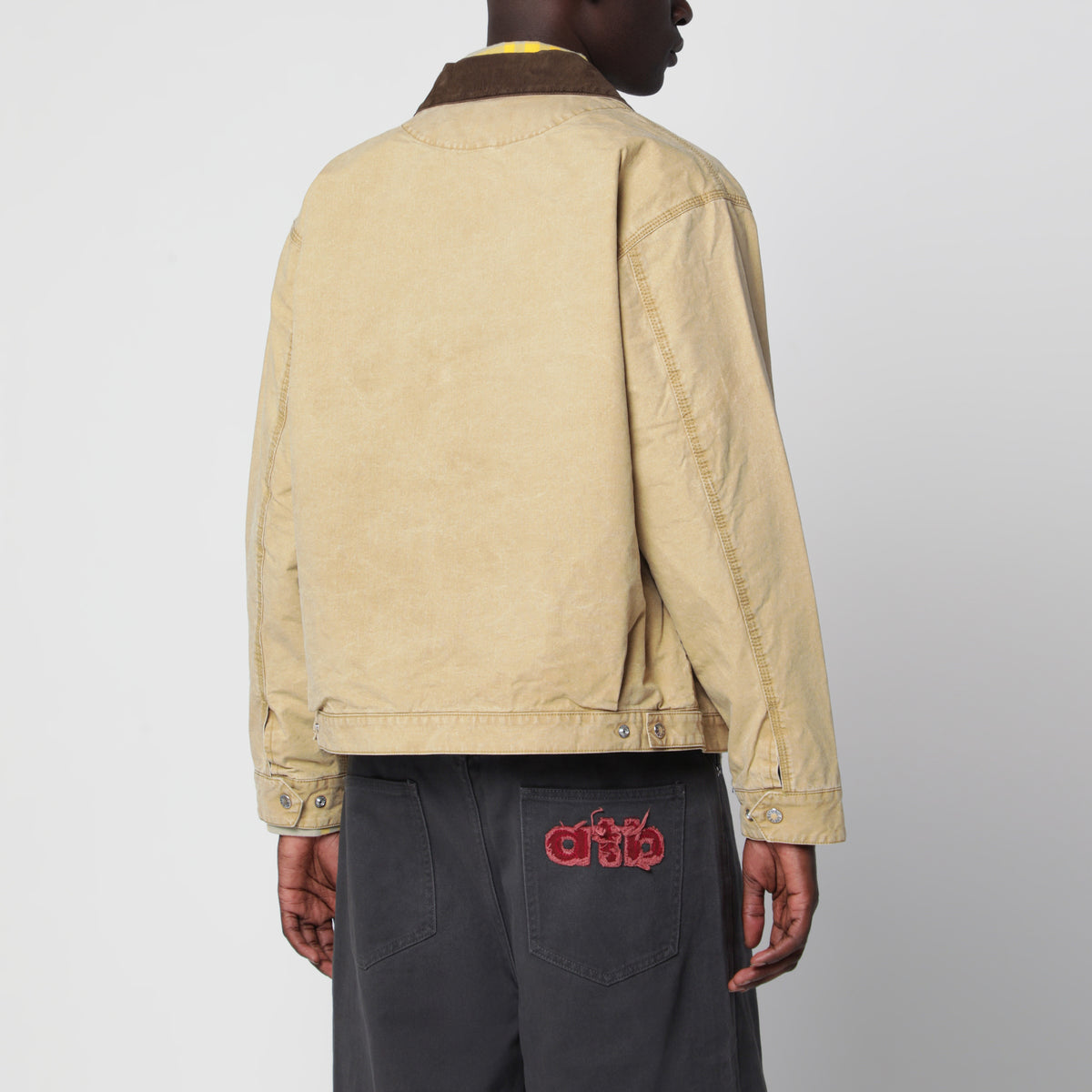 Beige zip-up jacket in canvas
