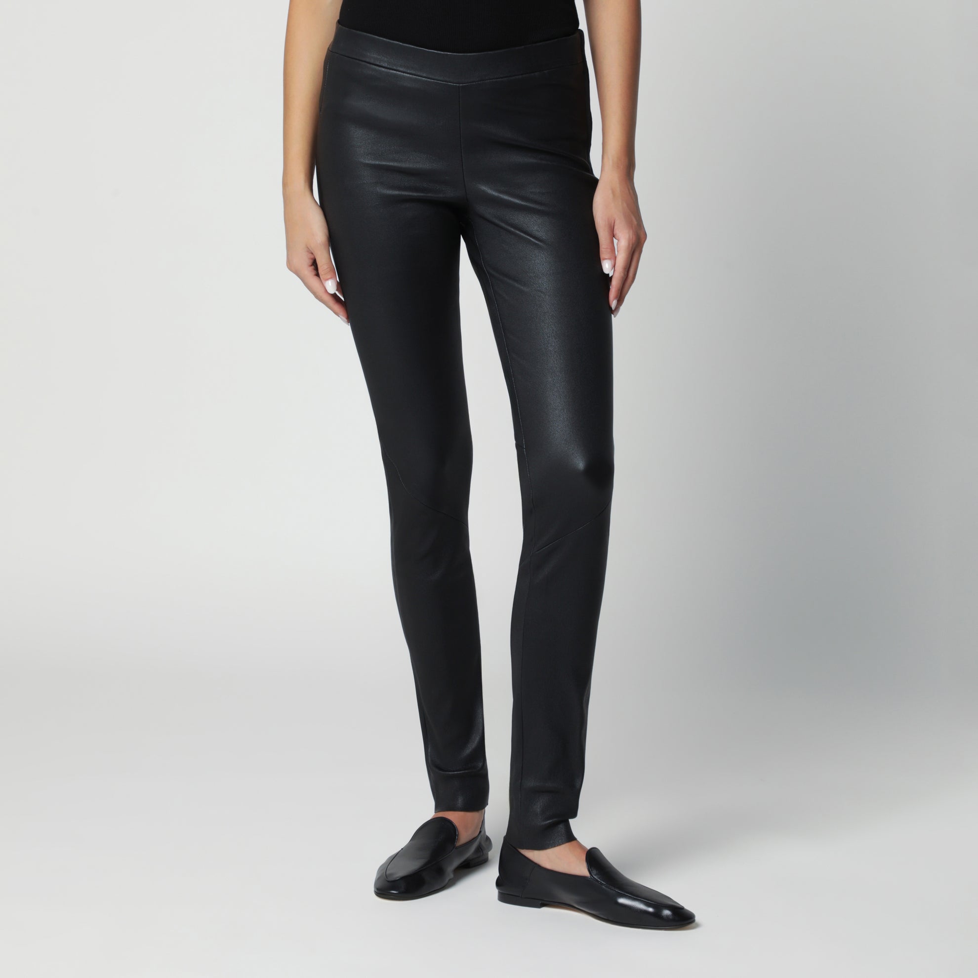 Pantaloni skinny Nos Roche neri in pelle