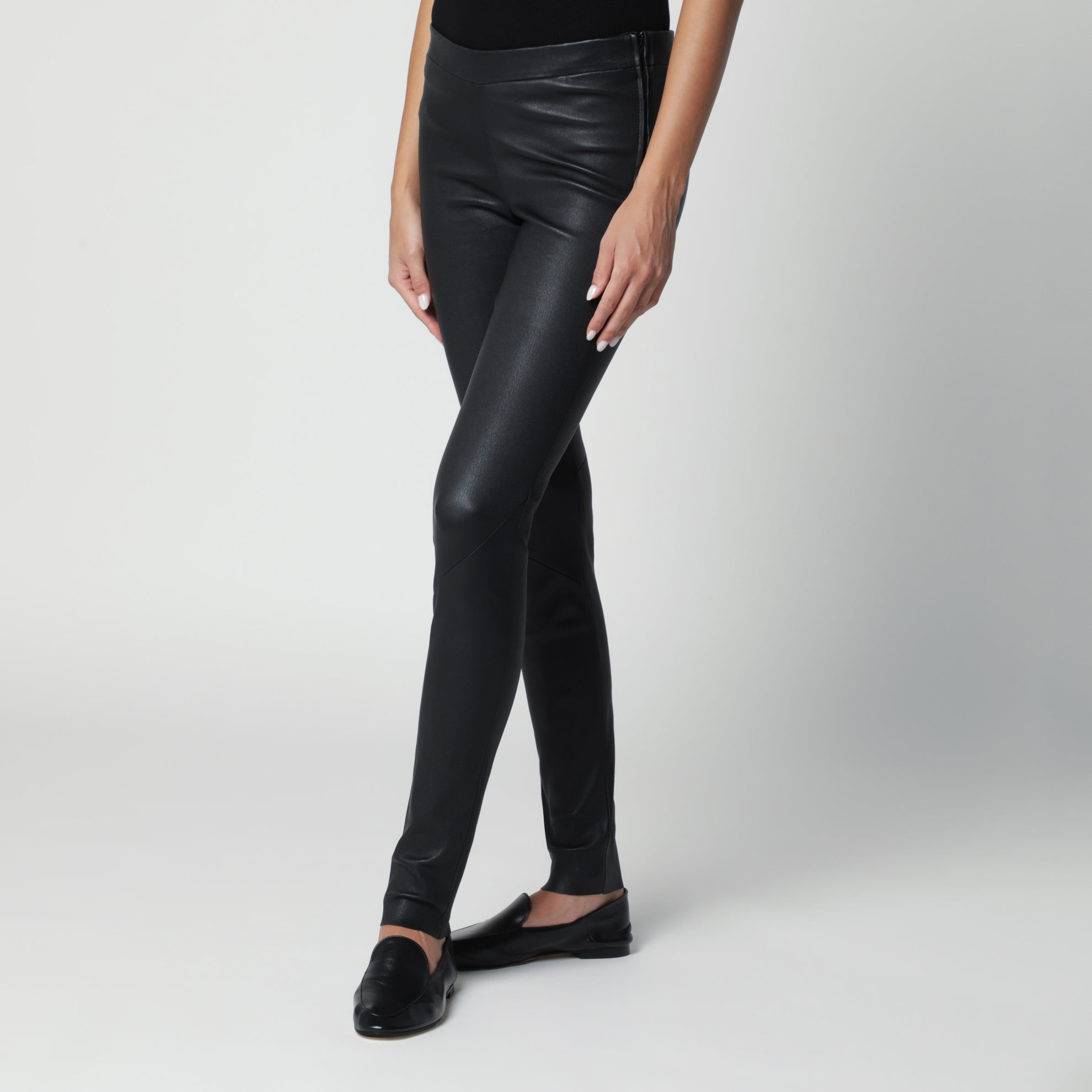 Pantaloni skinny Nos Roche neri in pelle