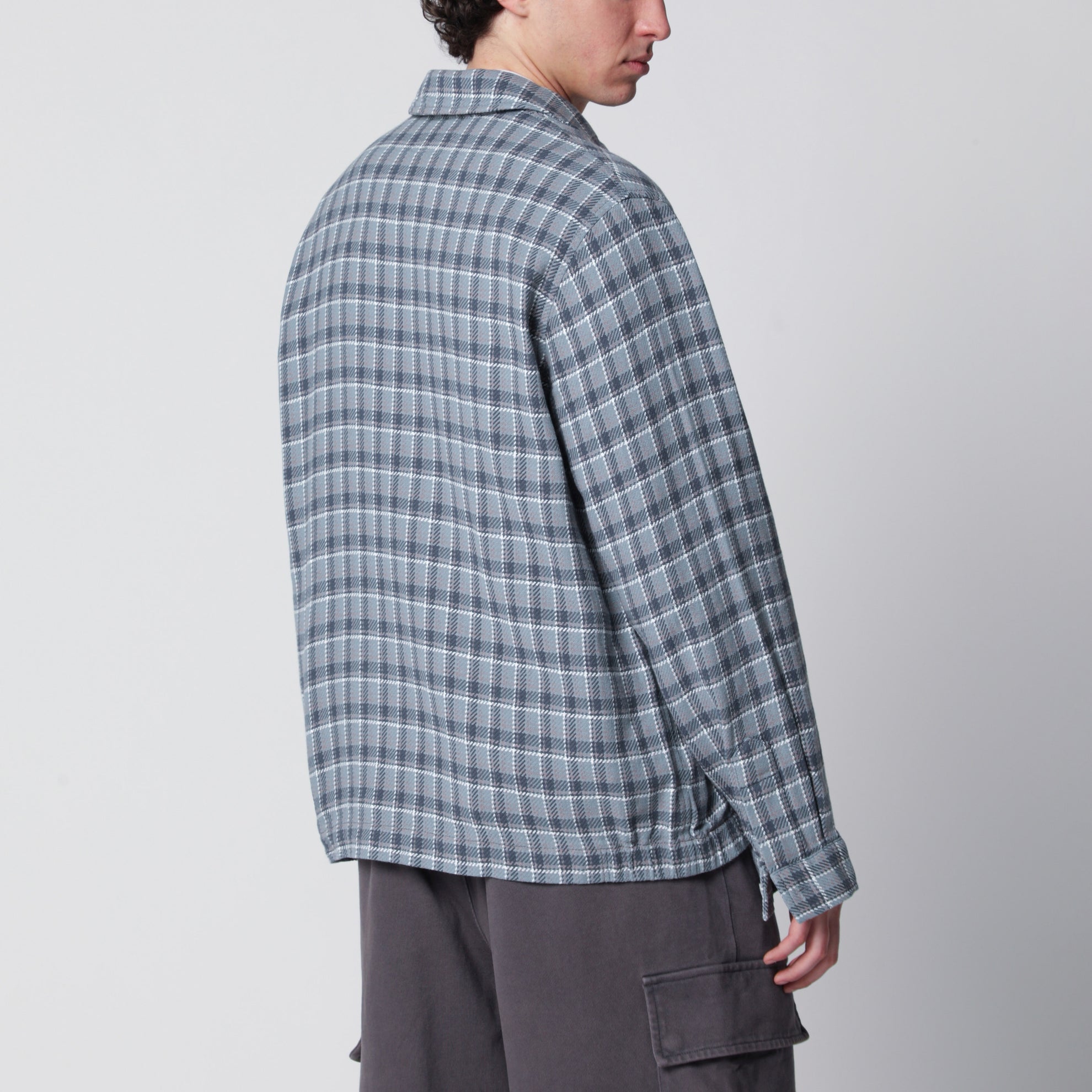 Camicia con zip motivo check in cotone