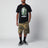 T-shirt nera con stampa mimetica