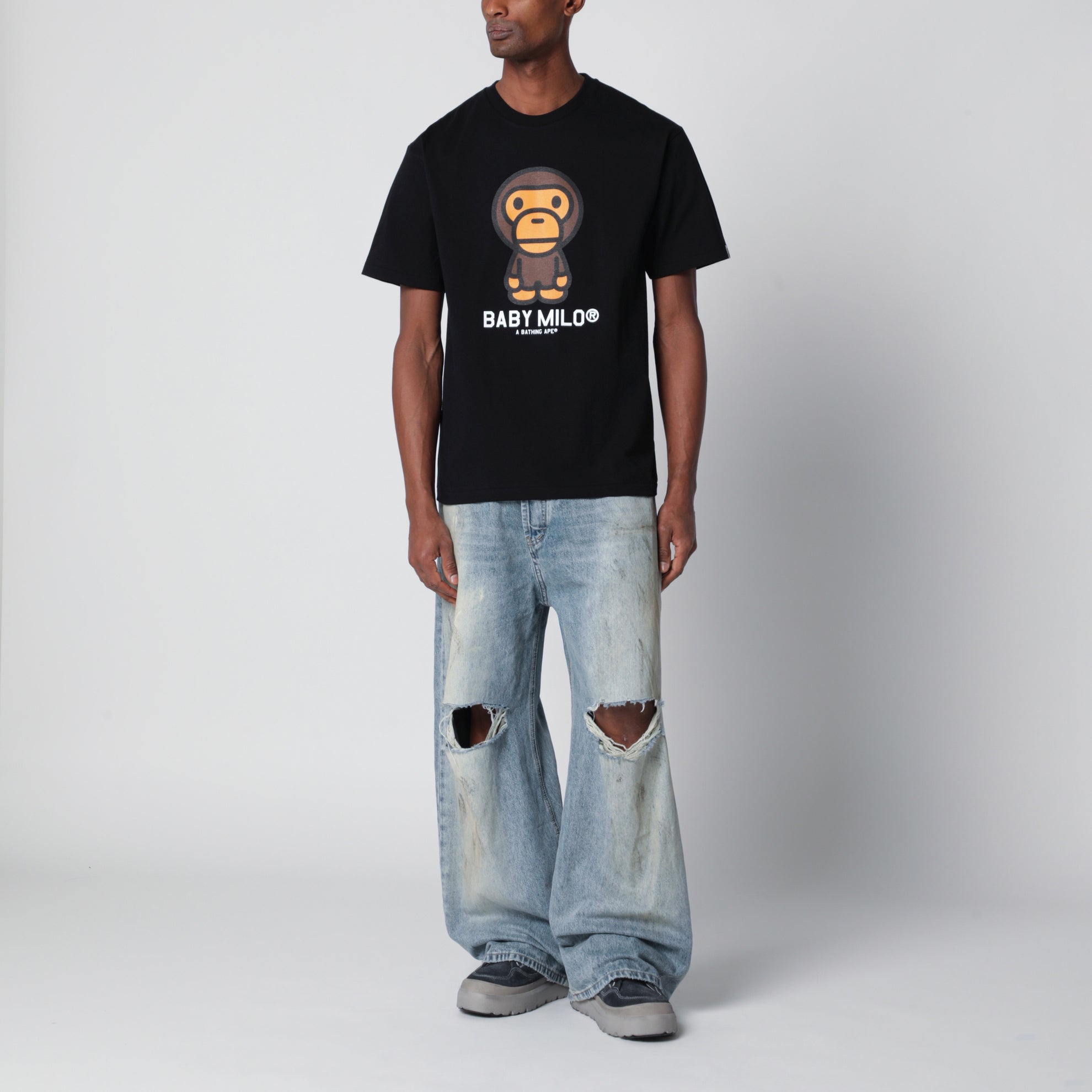 T-shirt nera con stampa Baby Milo