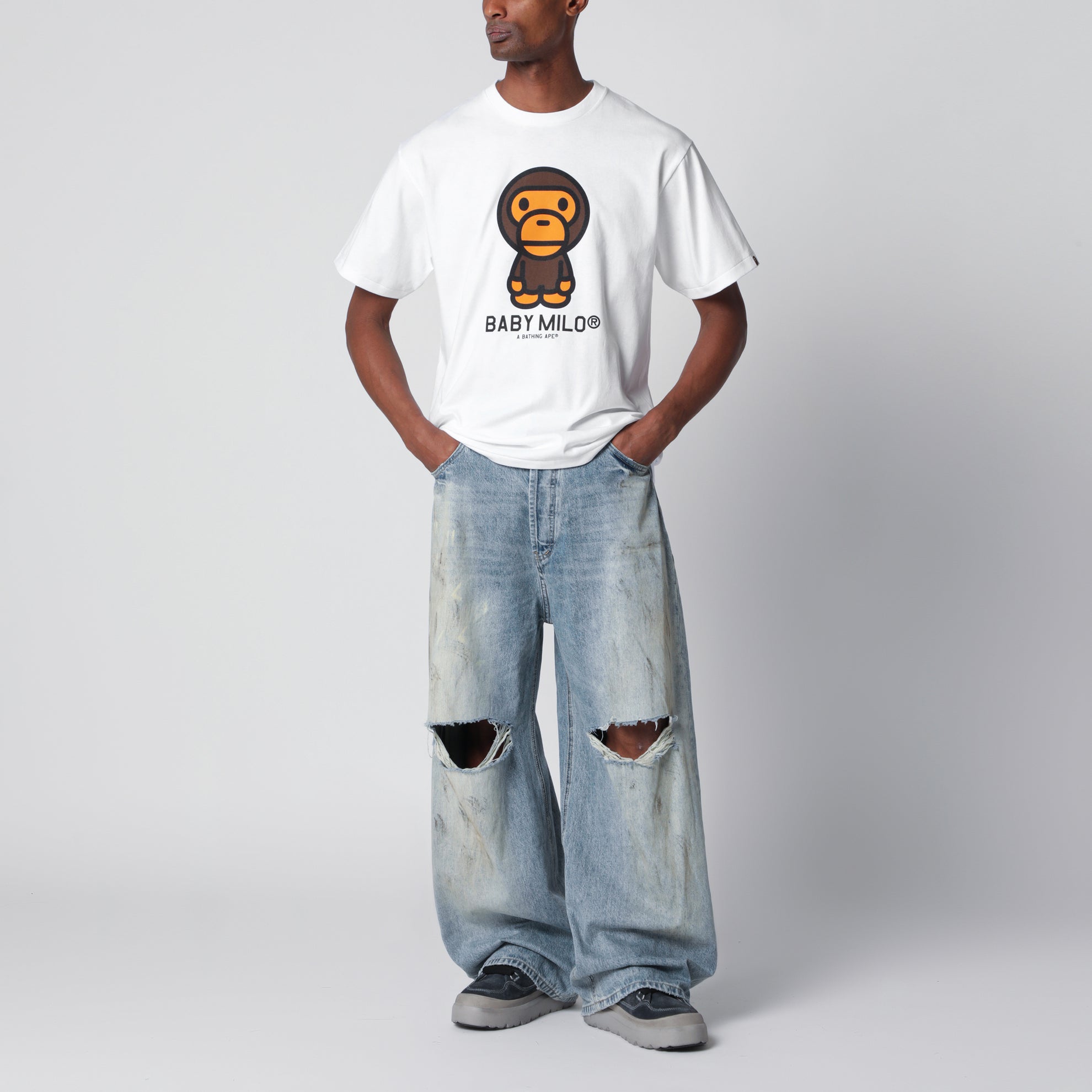 Weißes T-Shirt mit Baby-Milo-Print